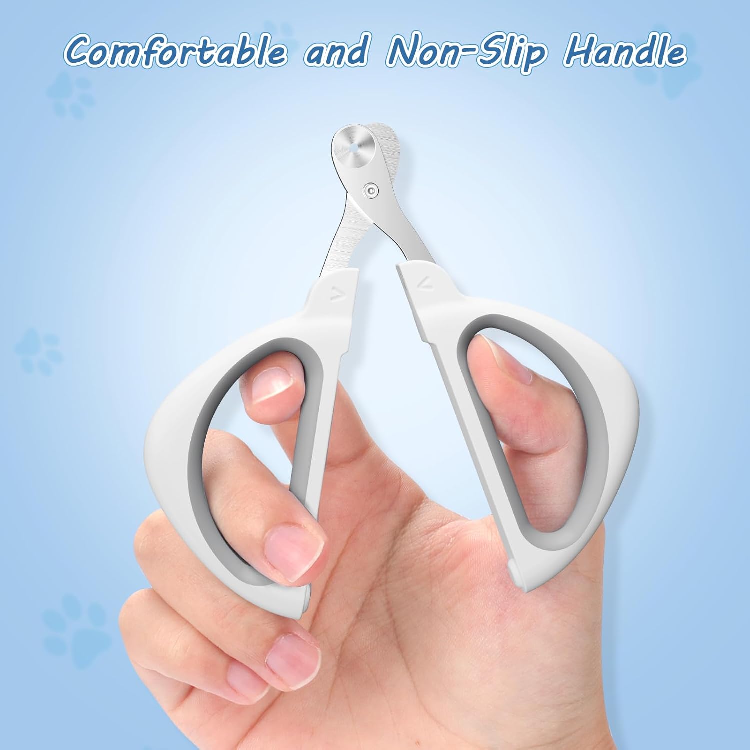 Cat Nail Clipper, Cat Nail Trimmer with Positioning Round Hole, Sharp Non-Slip Handle Cat Claw Clipper, Safe Indoor Cat Nail Clipper, Pet Nail Clipper for Cats, Puppies and More Animals - Grey - Image 3
