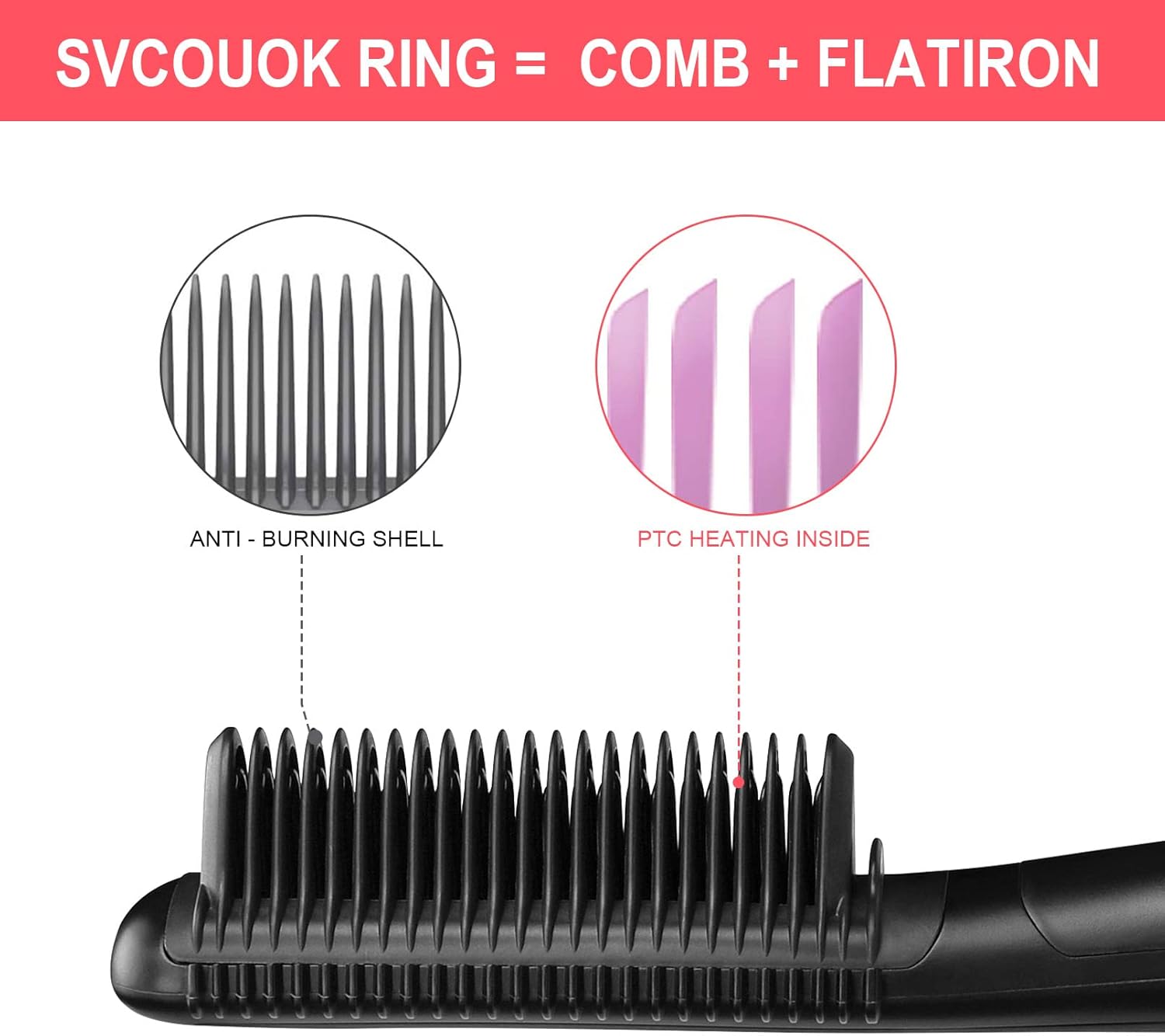 Ceramic Hair Straightener for Black Hair - Anti-Scald Design with 6 Temp Settings & Auto Shut Off, Salon-Quality Heat Protectant Styling Tool (Black) - Image 6