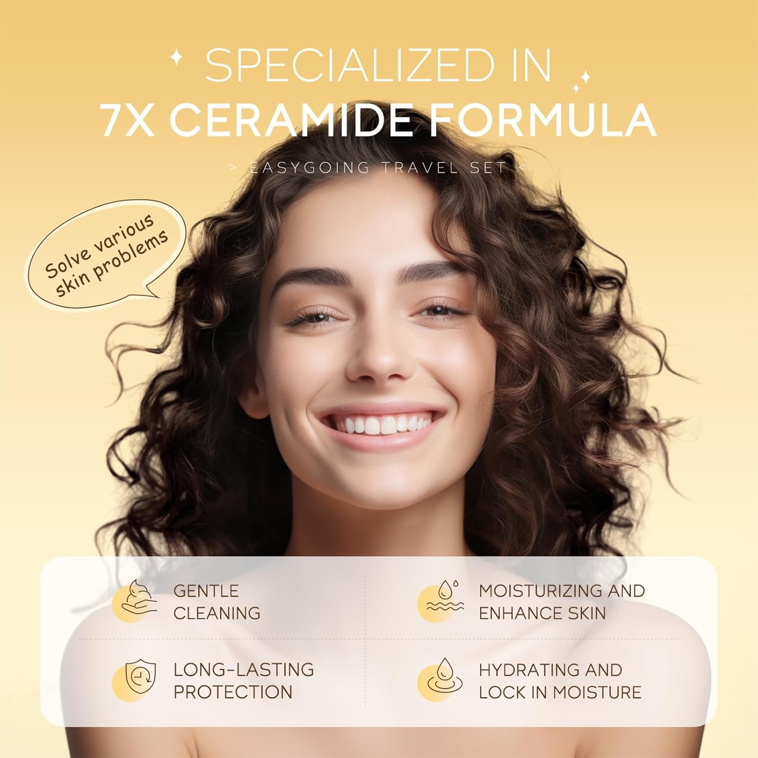 Ceramide Skincare Set丨Travel Friendly Face Routine Set for Women/Girls丨Beauty Christmas Gift Sets Skin Care Set Gifts for Women and Teenage Girls with Cleanser, Serum, Sunscreen, Cream 4Pcs - Image 3