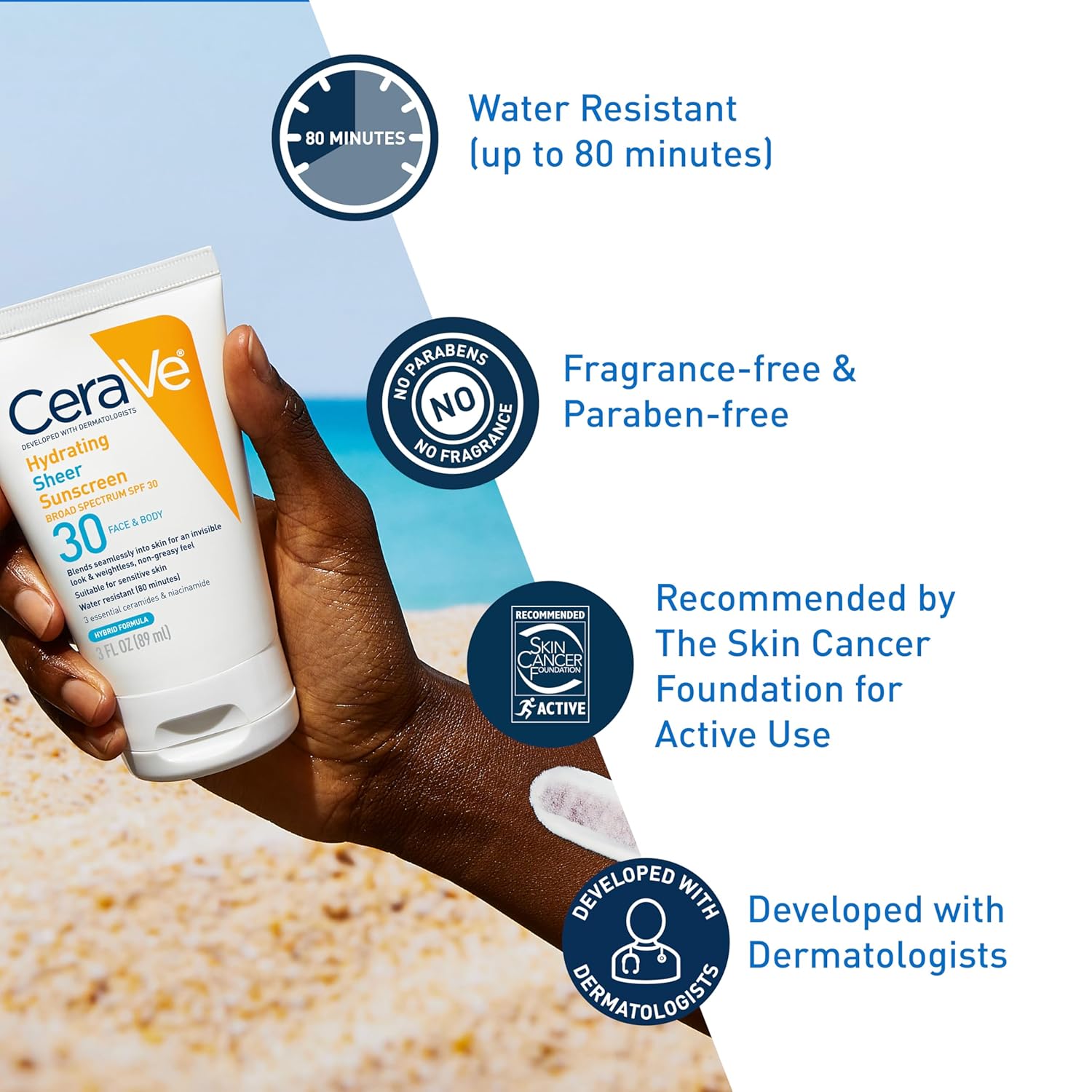 CeraVe Hydrating Sheer SPF 30 Sunscreen Face and Body Lotion 5 Oz - Image 3