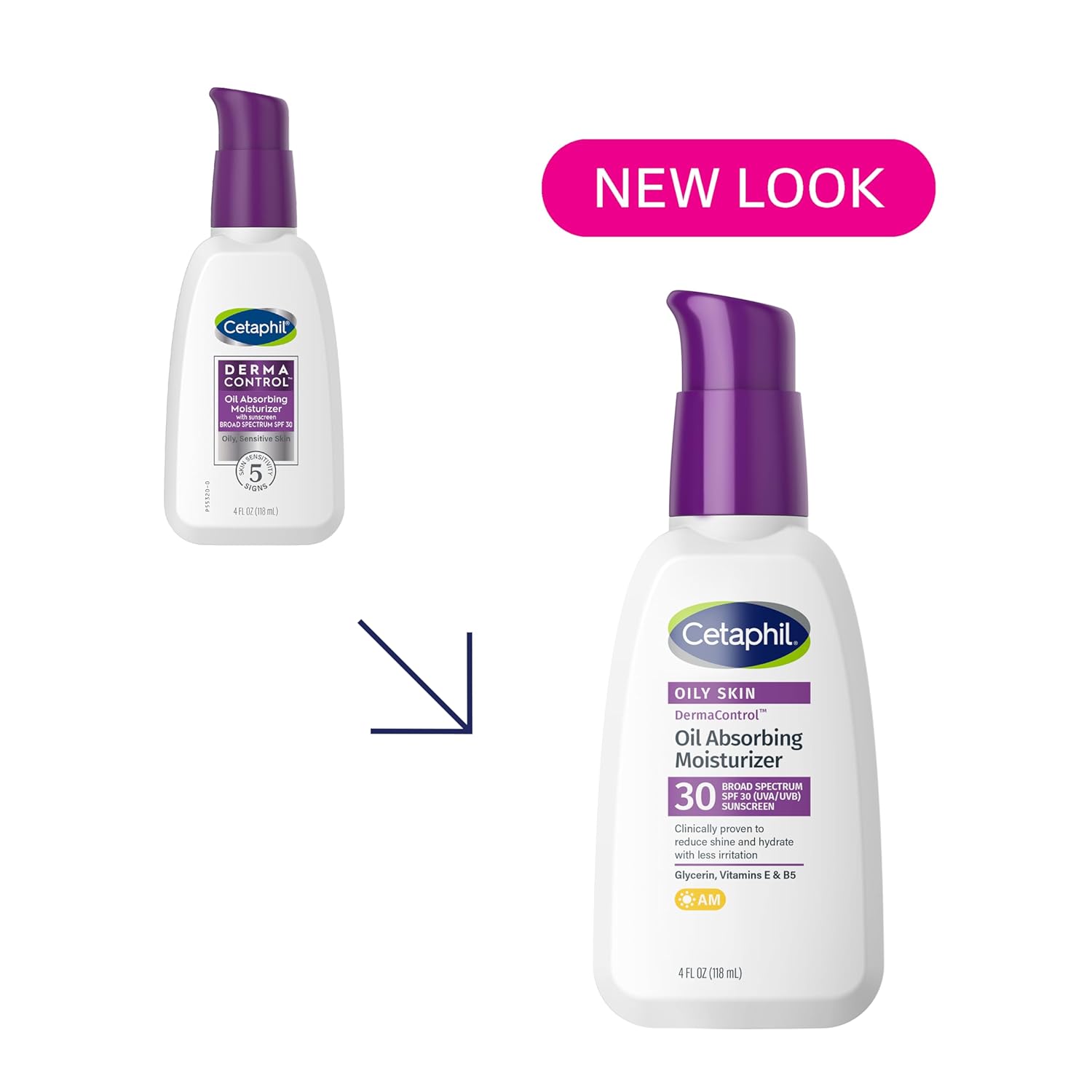 Cetaphil DermaControl Oil Absorbing Moisturizer with SPF 30, For Sensitive, Oily Skin, 4 Fl oz, Absorbs Oil, Reduces Shine, Hydrates, Protects, No Added Fragrance - Image 2