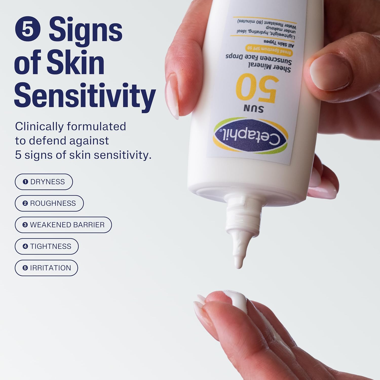 Cetaphil Sheer Mineral Liquid Sunscreen for Face, 100% Mineral UVA/UVB Filters, Zinc Oxide Broad Spectrum SPF 50 Formulated for Sensitive Skin, Unscented, 1.7 Fl Oz - Image 8