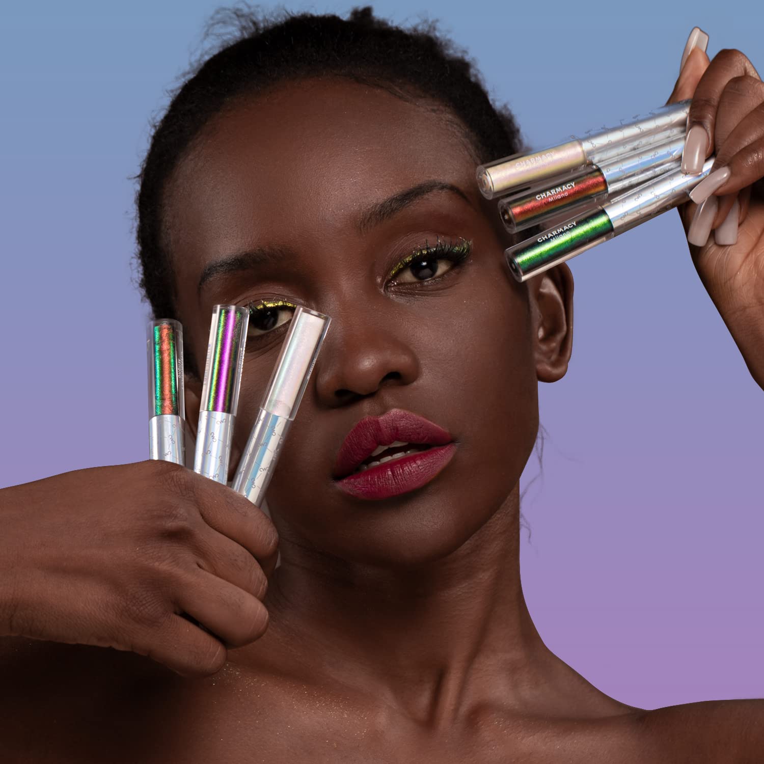 CHARMACY Chameleon Liquid Eyeliner - Intense Shifting Colored, Waterproof, High Pigmented, Smudge Proof Formula, Ultra-Fine Tip, Pale Yellow Gold Glitter 907 - Image 6