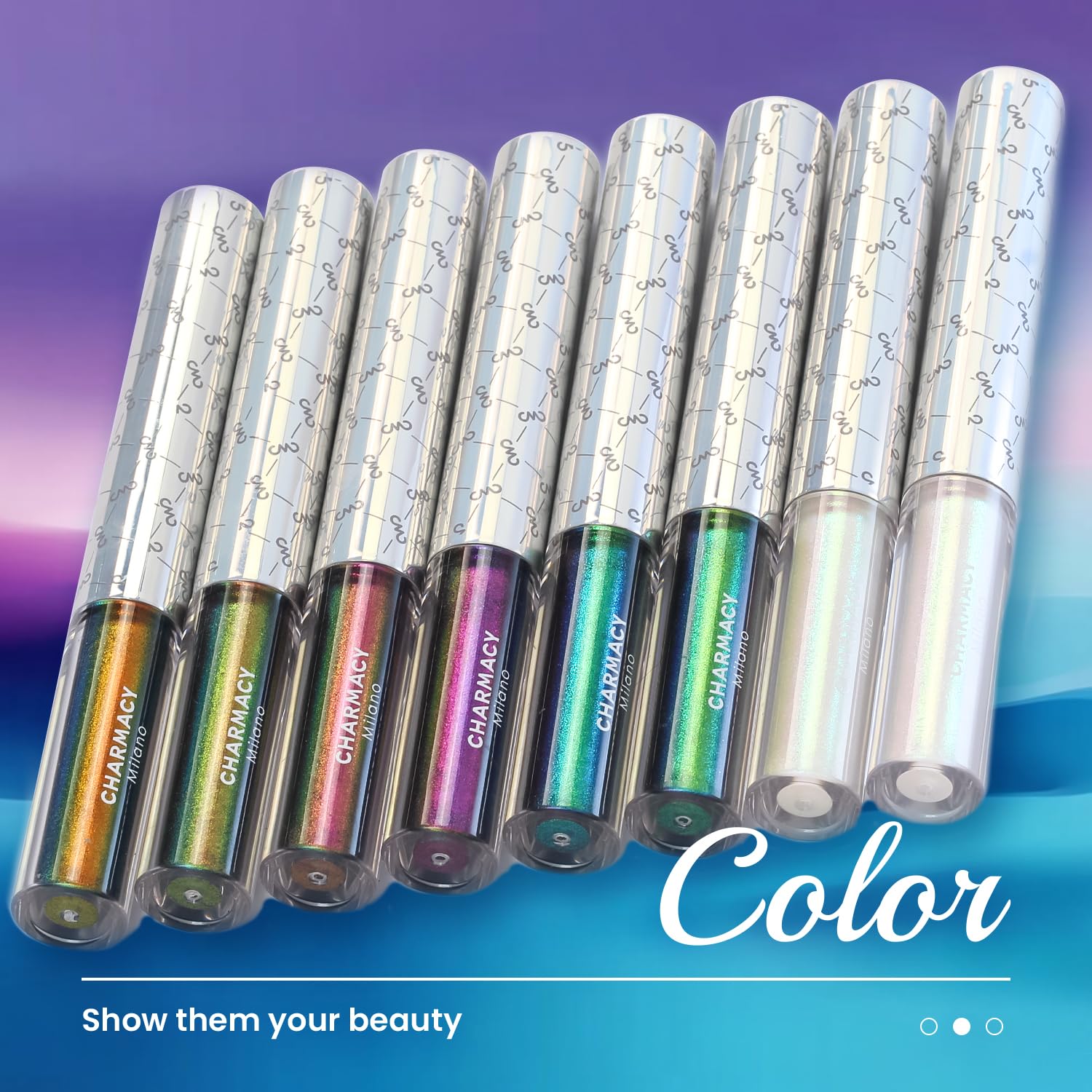 CHARMACY Chameleon Liquid Eyeliner - Intense Shifting Colored, Waterproof, High Pigmented, Smudge Proof Formula, Ultra-Fine Tip, Pale Yellow Gold Glitter 907 - Image 5