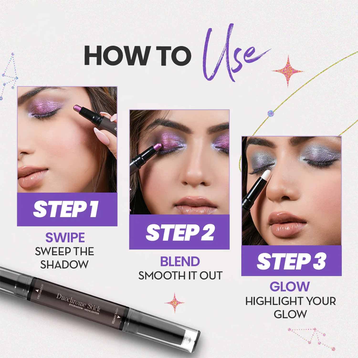 CHARMACY Multichrome 2 in 1 Cream Eyeshadow Stick, Waterproof Eye Brightener Highlighter Stick Makeup, High Pigmented, Smudge-Proof, Vegan & Cruelty-Free (#904) - Image 5