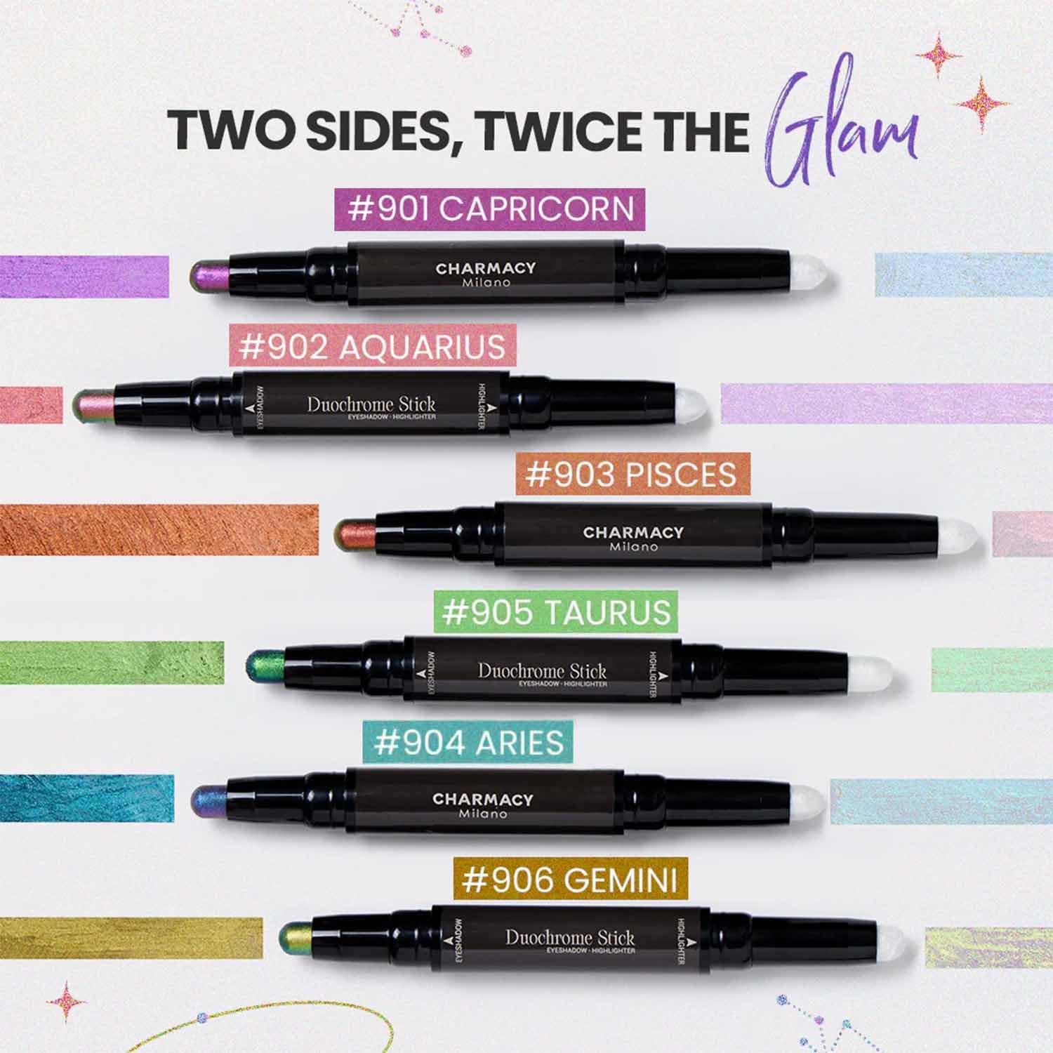 CHARMACY Multichrome 2 in 1 Cream Eyeshadow Stick, Waterproof Eye Brightener Highlighter Stick Makeup, High Pigmented, Smudge-Proof, Vegan & Cruelty-Free (#904) - Image 6