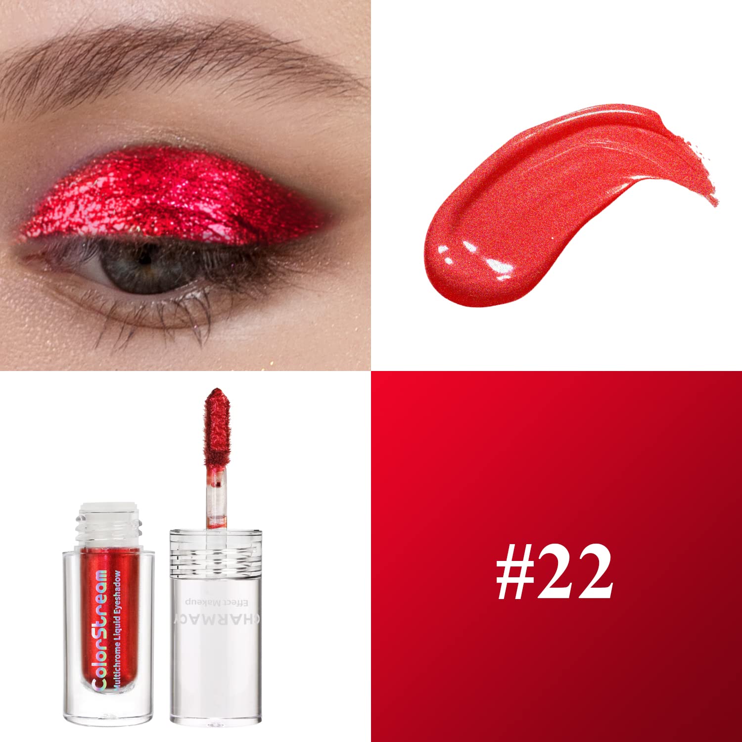 CHARMACY Multichrome Liquid Glitter - Intense Chameleon Shifting Metallic Eyeshadow, High Pigment, Long Lasting, No Crease Sparkle (#22) - Image 2