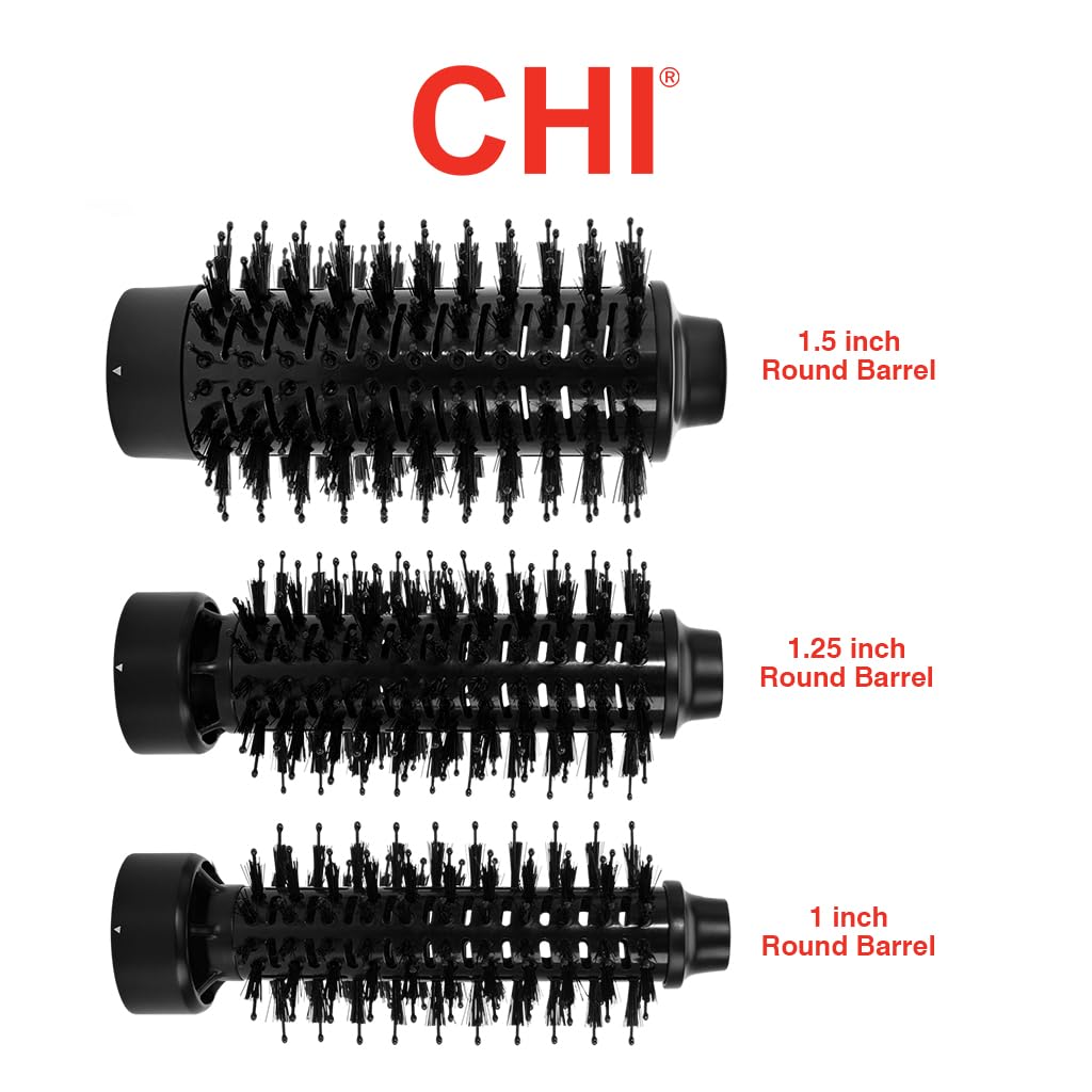 CHI 3-in-1 Round Blowout Brush, Hair Dryer Brush For Smooth, Frizz-Free Hair, 3 Interchangeable Brush Heads & Adjustable Heat Settings - Image 2