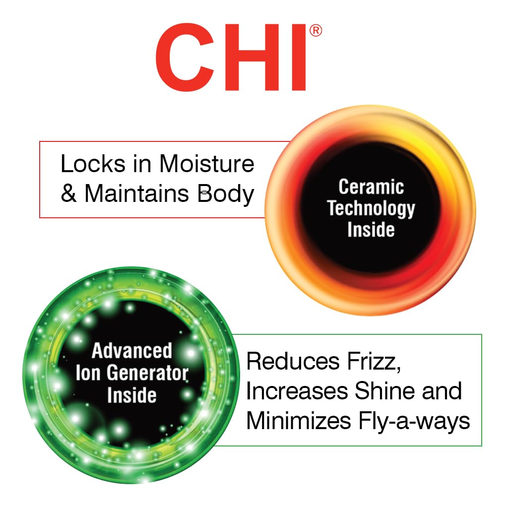 CHI 3-in-1 Round Blowout Brush, Hair Dryer Brush For Smooth, Frizz-Free Hair, 3 Interchangeable Brush Heads & Adjustable Heat Settings - Image 5