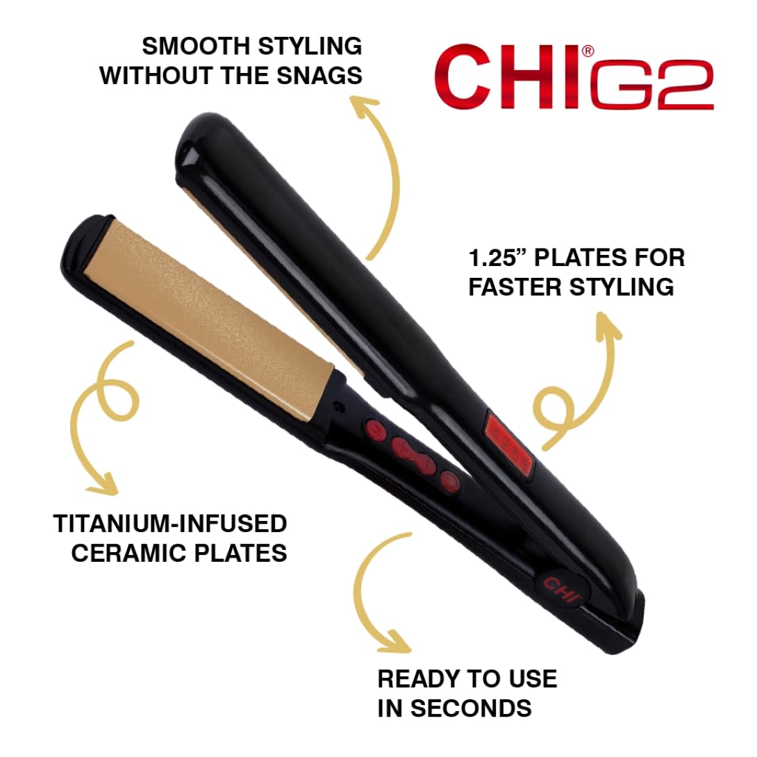 CHI G2 Flat Iron, Hair Straightener For A Smooth Finish, Ceramic Heater For 40 Second Heat Up, Durable Design, 1.25" Iron - Image 2