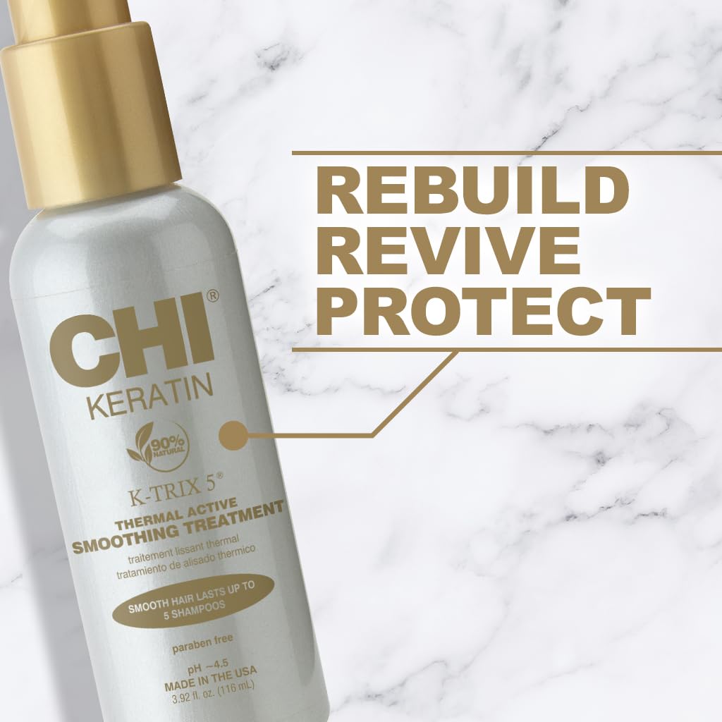 CHI Keratin K-Trix 5 Smoothing Treatment, Hair Serum For Creating Smooth, Frizz-Free Styles That Last, Sulfate, Paraben, & Cruelty-Free, 3.92 Oz - Image 7