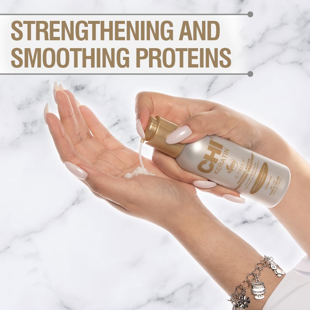 CHI Keratin K-Trix 5 Smoothing Treatment, Hair Serum For Creating Smooth, Frizz-Free Styles That Last, Sulfate, Paraben, & Cruelty-Free, 3.92 Oz - Image 4