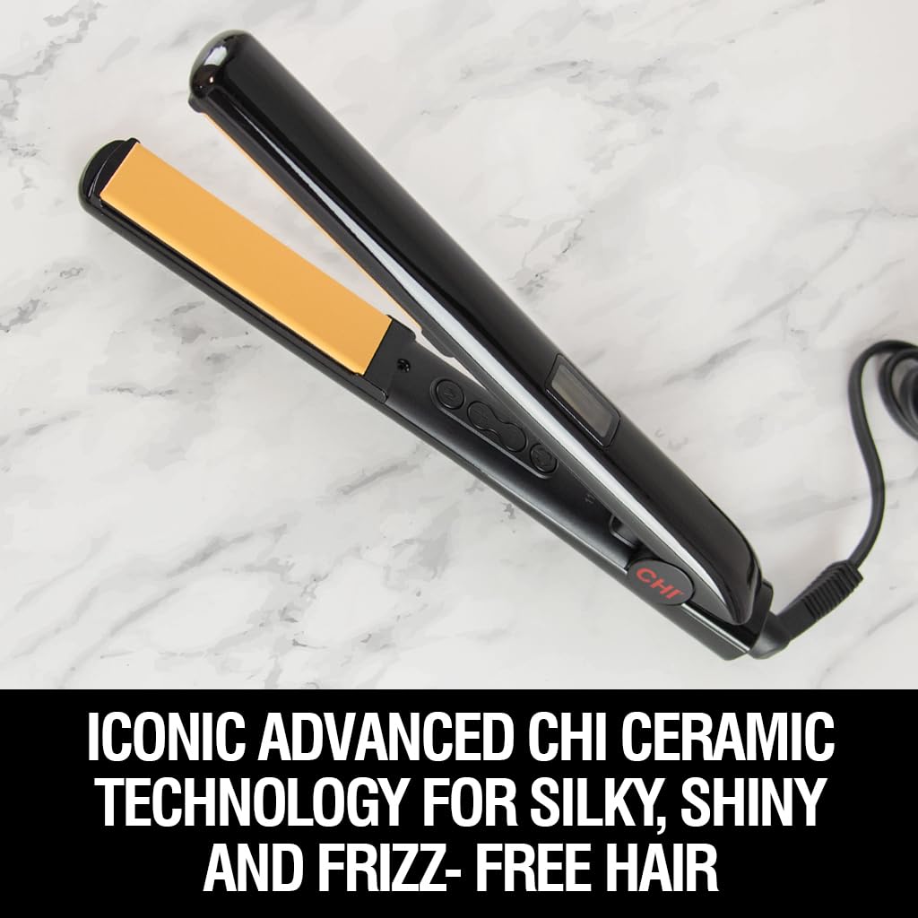 CHI Original Digital Ceramic Hairstyling Iron, Hair Straightener Delivers Shiny, Smooth Results, Even Heat for Less Damage, 1" Iron, Piano Black - Image 2