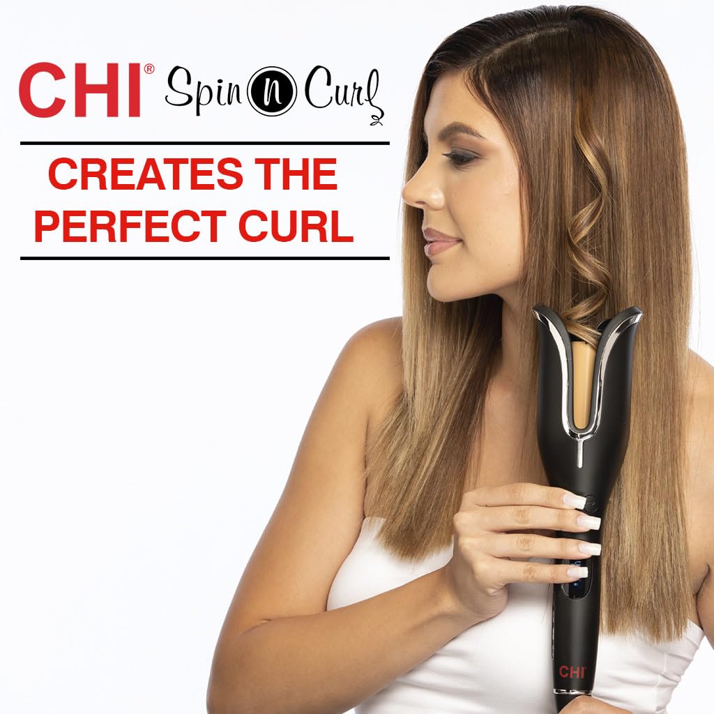 CHI Spin N Curl, Curling Iron For Healthy & Shiny Effortless Curls & Waves, Provides Preset Temperature Settings For Each Hair Texture, Onyx Black - Image 4