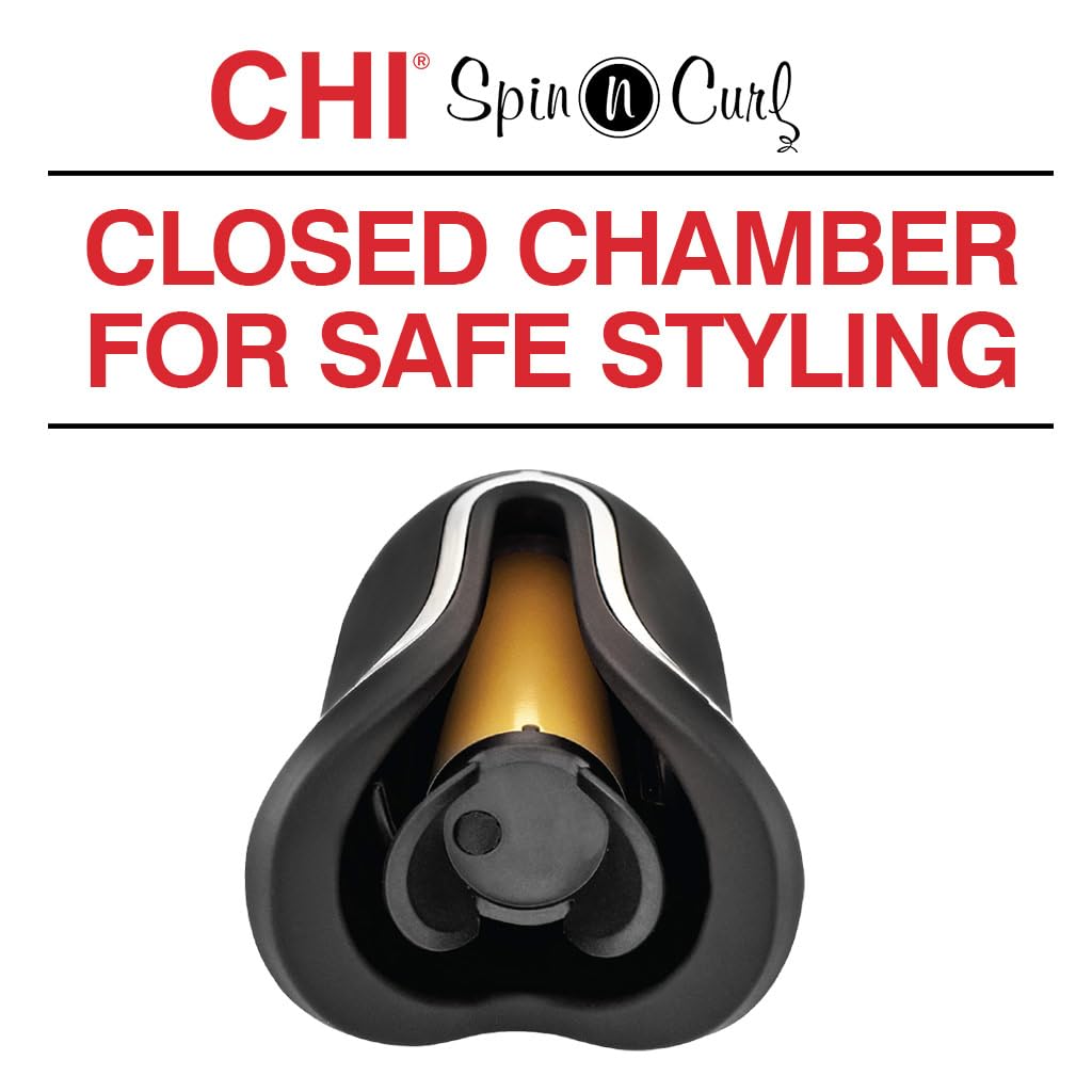 CHI Spin N Curl, Curling Iron For Healthy & Shiny Effortless Curls & Waves, Provides Preset Temperature Settings For Each Hair Texture, Onyx Black - Image 3