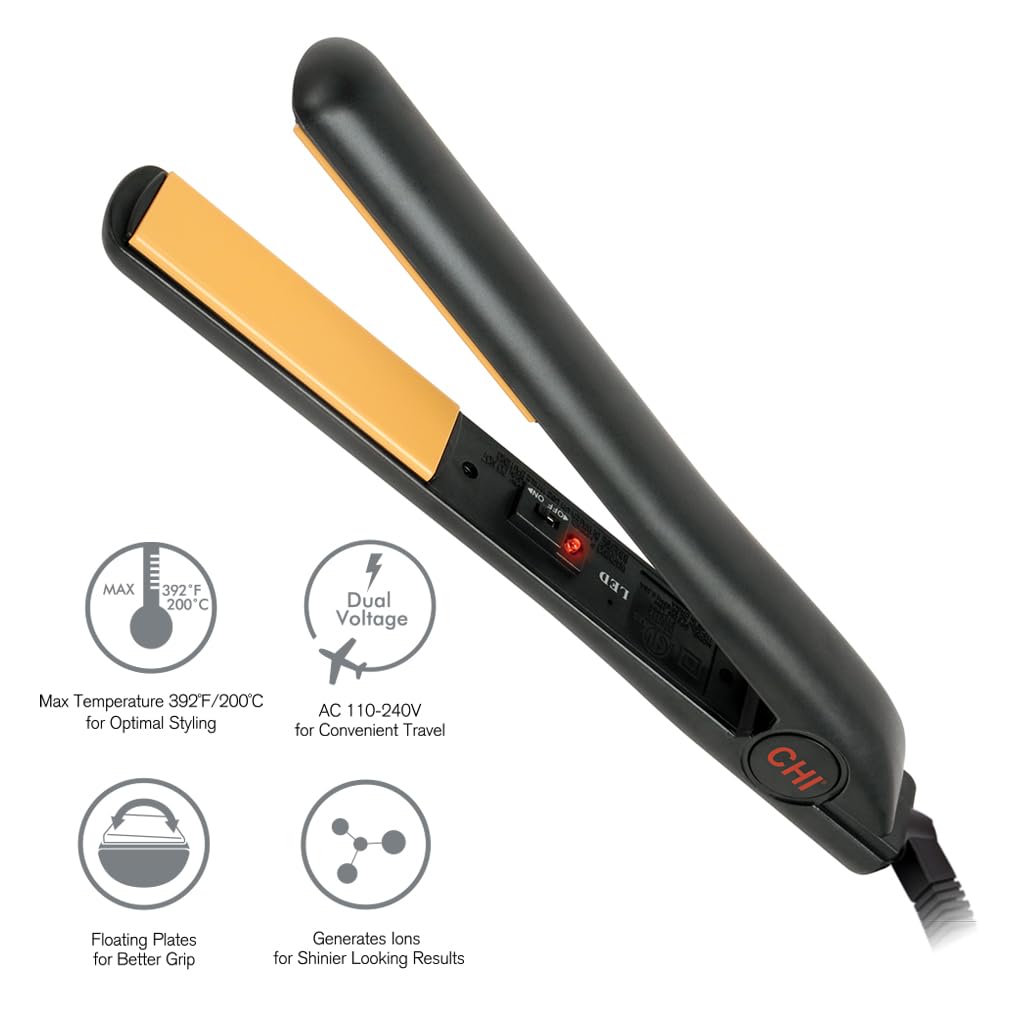 CHI Tourmaline Ceramic Series Flat Iron, Hair Straightener For Silky, Smooth Hair, 392°F Maximum Temperature, 1" Iron - Image 4