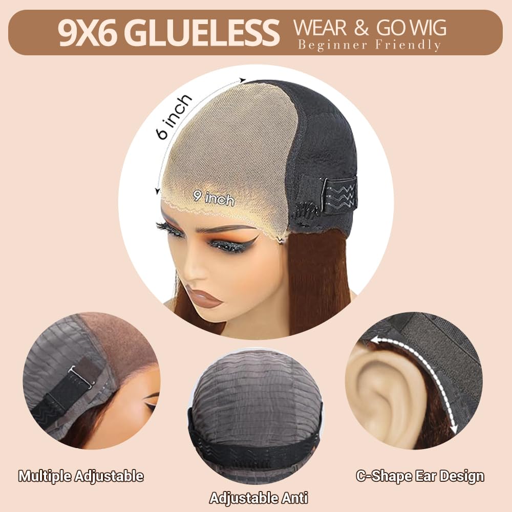 Chocolate Brown Lace Front Wigs Human Hair Pre Plucked Dark Brown Wear And Go Glueless Wig 9x6 Straight Wigs Human Hair 220% Density Colored #4 Brown Glueless Wig Hd Lace Frontal Wigs For Women 24Inch - Image 3