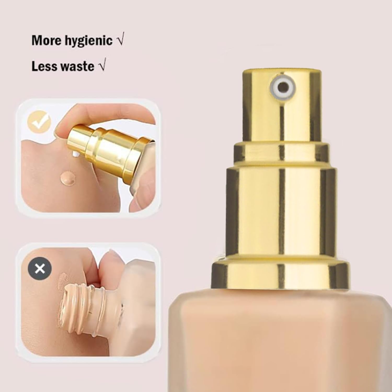 Chris.W 2 Pack Foundation Pump Dispenser Fit for Estee Lauder Double Wear Foundation, Maybelline Fit Me Liquid, Gold Lid - Image 6