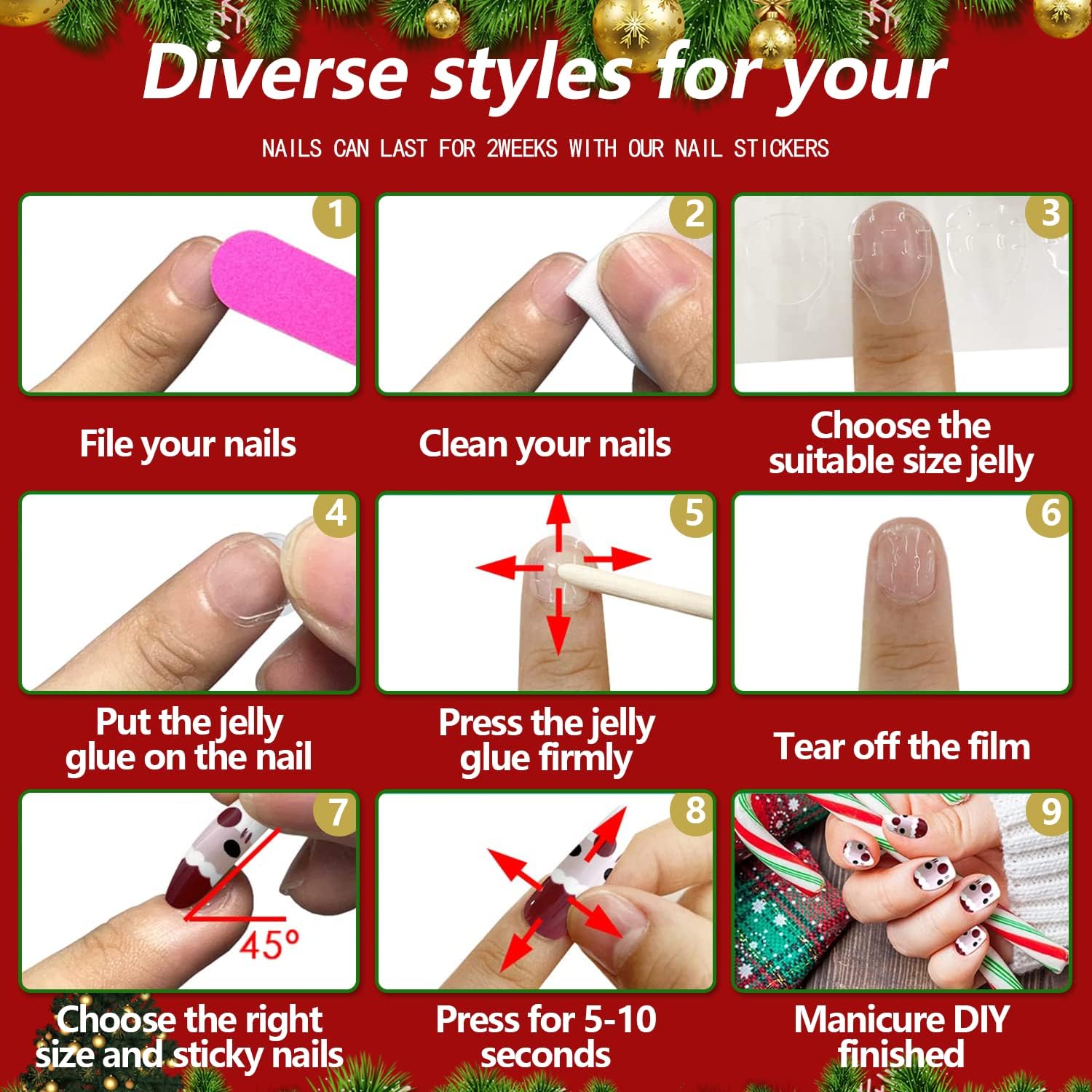 Christmas Marble Press on Nails Extra Long Coffin,KQueenest Ballet Fake Nails Embellished Sliver Glitter Sequins Designs,Acrylic Nails Full Cover Stick on Nails Set For Women Christmas Decor - Image 5