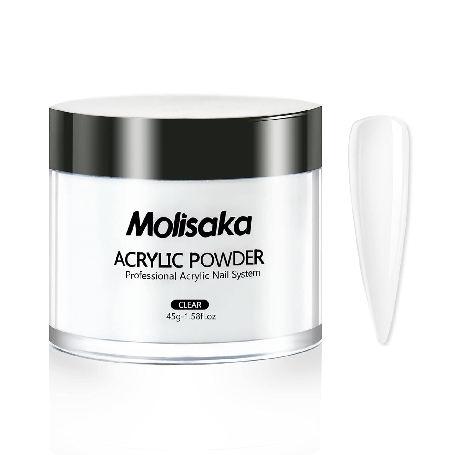 Clear Acrylic Powder for Nails, Professional Glitter Acrylic Nail Powder, Long-Lasting Acrylic Powder for Extension French Nail Art, Acrylic Nail Supplies Sets for Nails Beginners (1.58oz)