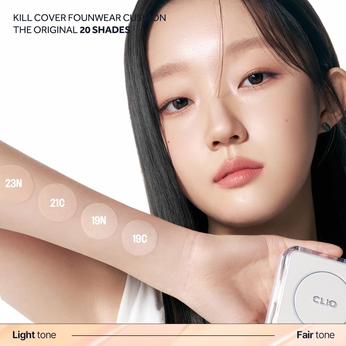 CLIO The Original Kill Cover Founwear Cushion – Korean Makeup, Full High Coverage Foundation, Airy Satin Finish, Skin Fit, 23N GINGER - Image 5