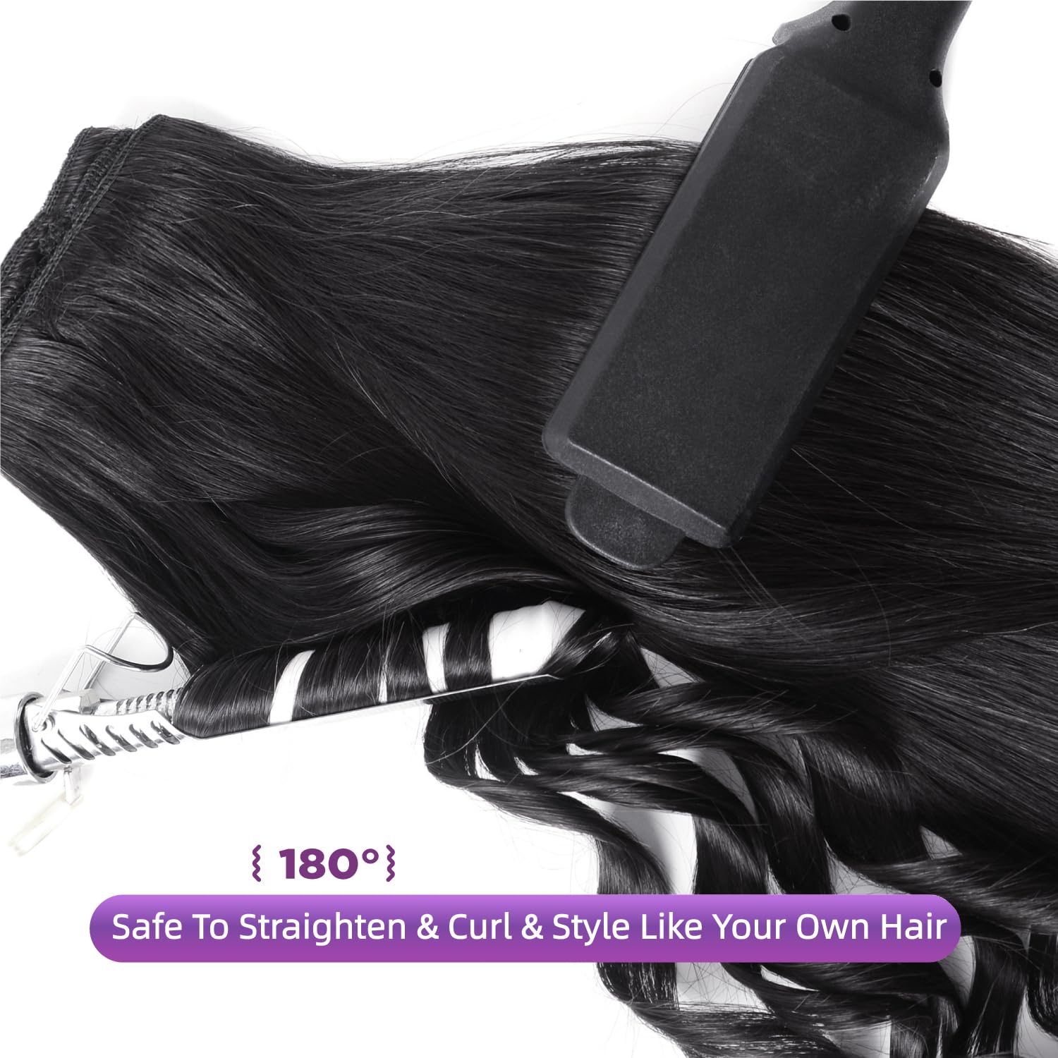 Clip in Hair Extensions Real Human Hair,100% Brazilian Remy Human Hair Extensions for Women,1B Natural Black 8pcs Per Set with Double Weft,20inch 105g,Straight - Image 3