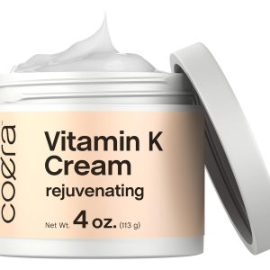 Coera Vitamin K Cream 4 oz | Premium Formula for Bruises, Spider Veins, Dark Circles, Broken Capillaries, Eyes, and Face | Paraben and SLS Free