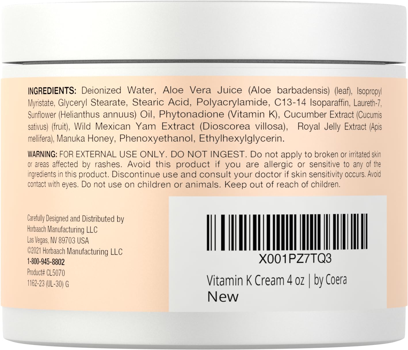 Coera Vitamin K Cream 4 oz | Premium Formula for Bruises, Spider Veins, Dark Circles, Broken Capillaries, Eyes, and Face | Paraben and SLS Free - Image 2
