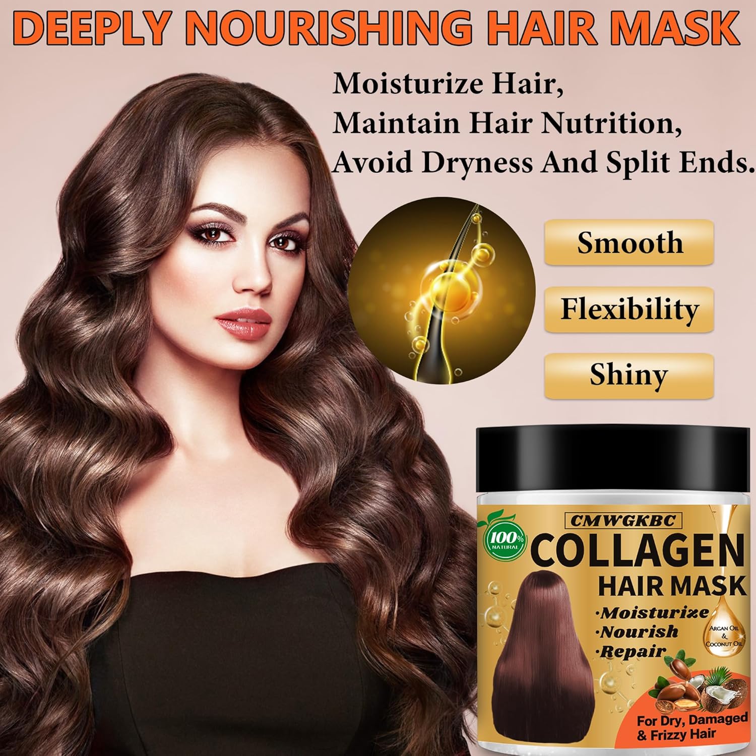 Collagen Hair Mask & Keratin Hair Mask for Damaged Hair,Keratin Hair Treatment,Repair Deep Conditioner for Dry Hair,Vitamin E Natural Hydrating Hair Mask with Argan Oil All Hair Type,Hair Care Gifts - Image 4
