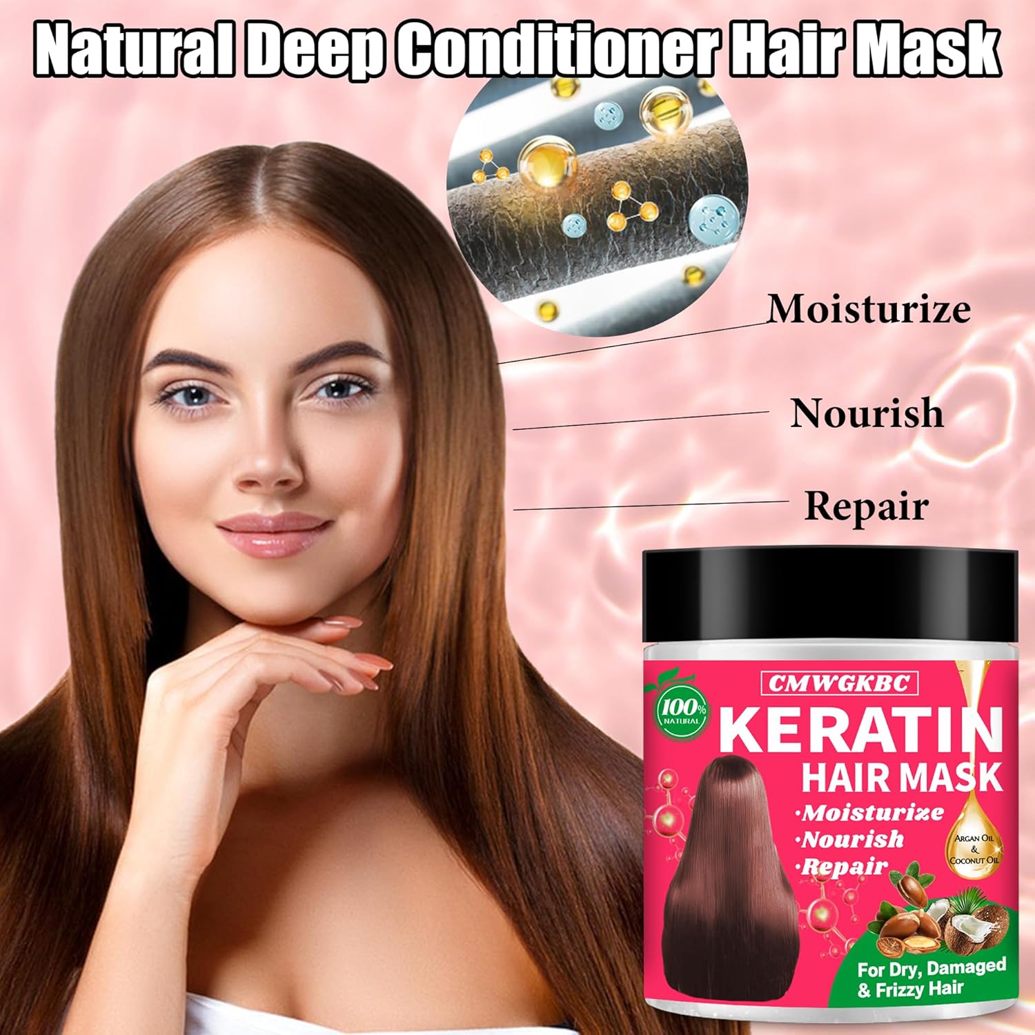 Collagen Hair Mask & Keratin Hair Mask for Damaged Hair,Keratin Hair Treatment,Repair Deep Conditioner for Dry Hair,Vitamin E Natural Hydrating Hair Mask with Argan Oil All Hair Type,Hair Care Gifts - Image 7