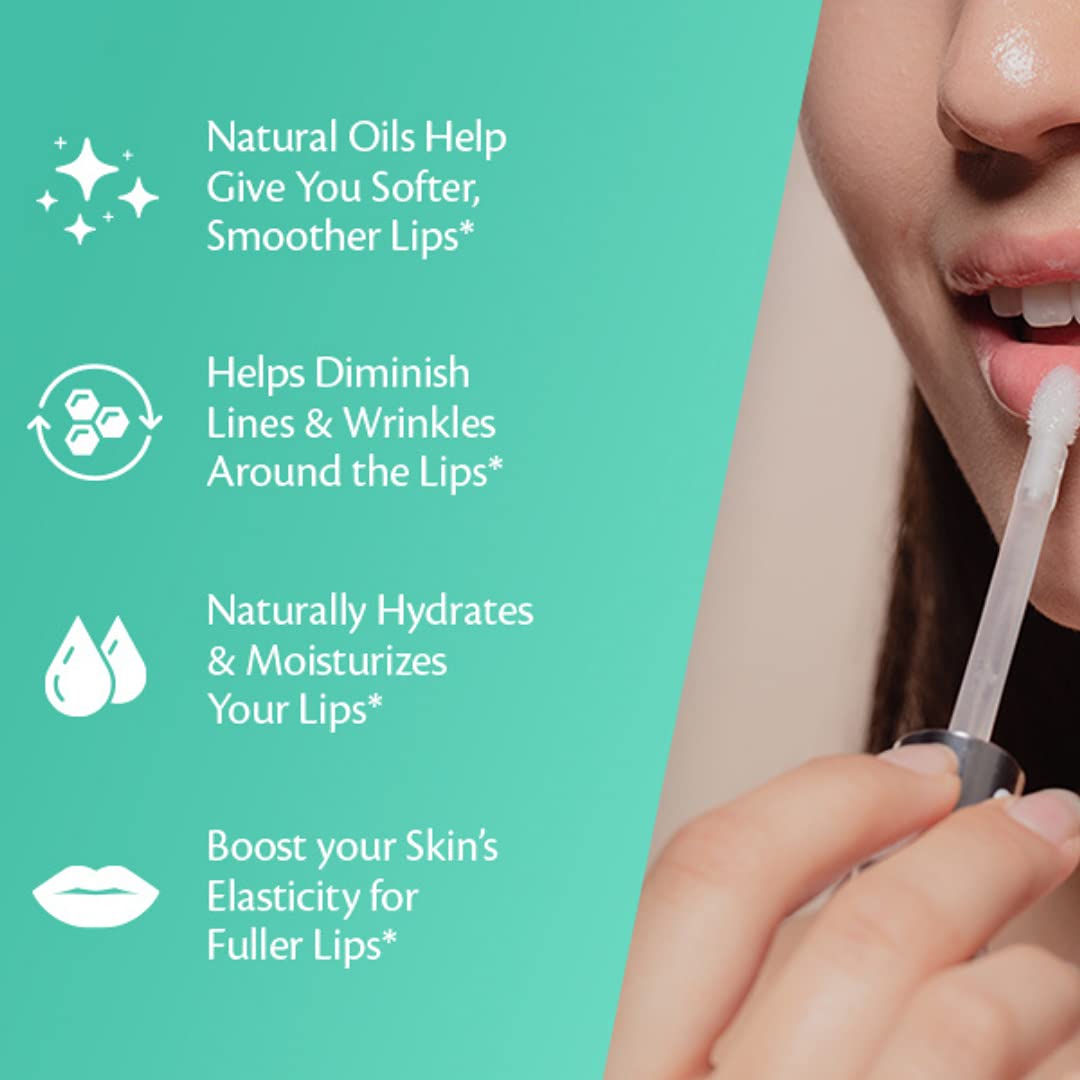 Collagen Lip Plumper Clinically Proven Lip Enhancer for Fuller Softer Lips Increased Elasticity Reduce Fine Lines Hydrating Plump Gloss Lipstick Primer 4 ml (Teal) by M3 Naturals - Image 2