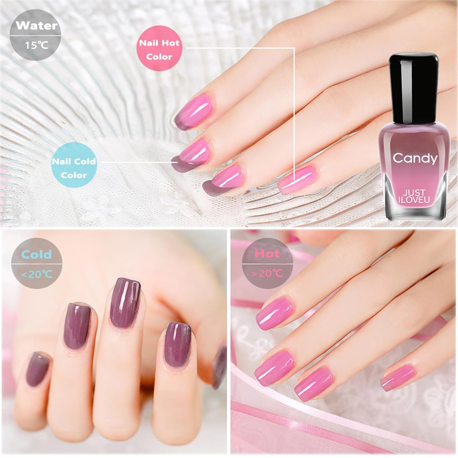 Color Changing Gel Nail Polish Set for DIY Manicure Nail Art, High Gloss Shine Blue Purple Gel Polish, Quick Dry Nail Polish Without UV Lamp (4 Colors Set 7ml) - Image 2
