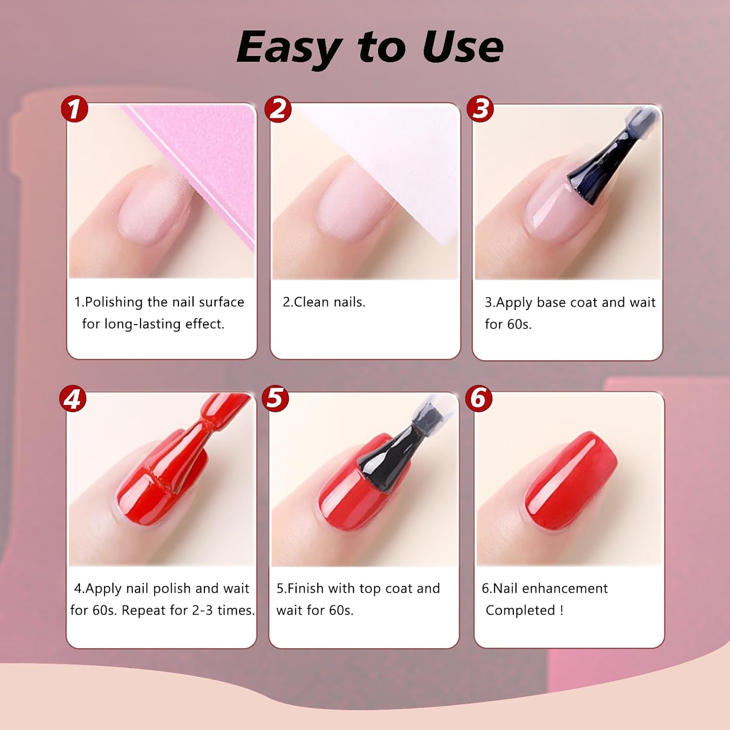 Color Changing Gel Nail Polish Set for DIY Manicure Nail Art, High Gloss Shine Blue Purple Gel Polish, Quick Dry Nail Polish Without UV Lamp (4 Colors Set 7ml) - Image 6