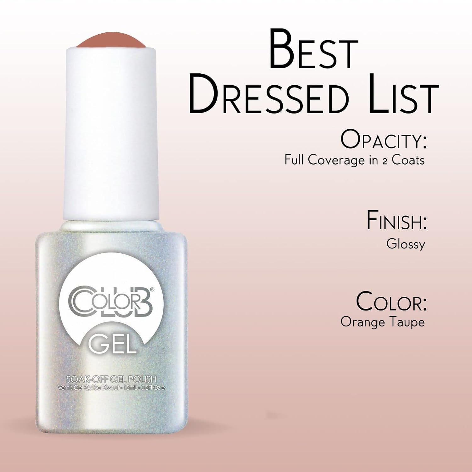 Color Club Best Dressed List Nail Gel Orange Taupe Color Polish, .5 fl oz (15 mL) - Image 7