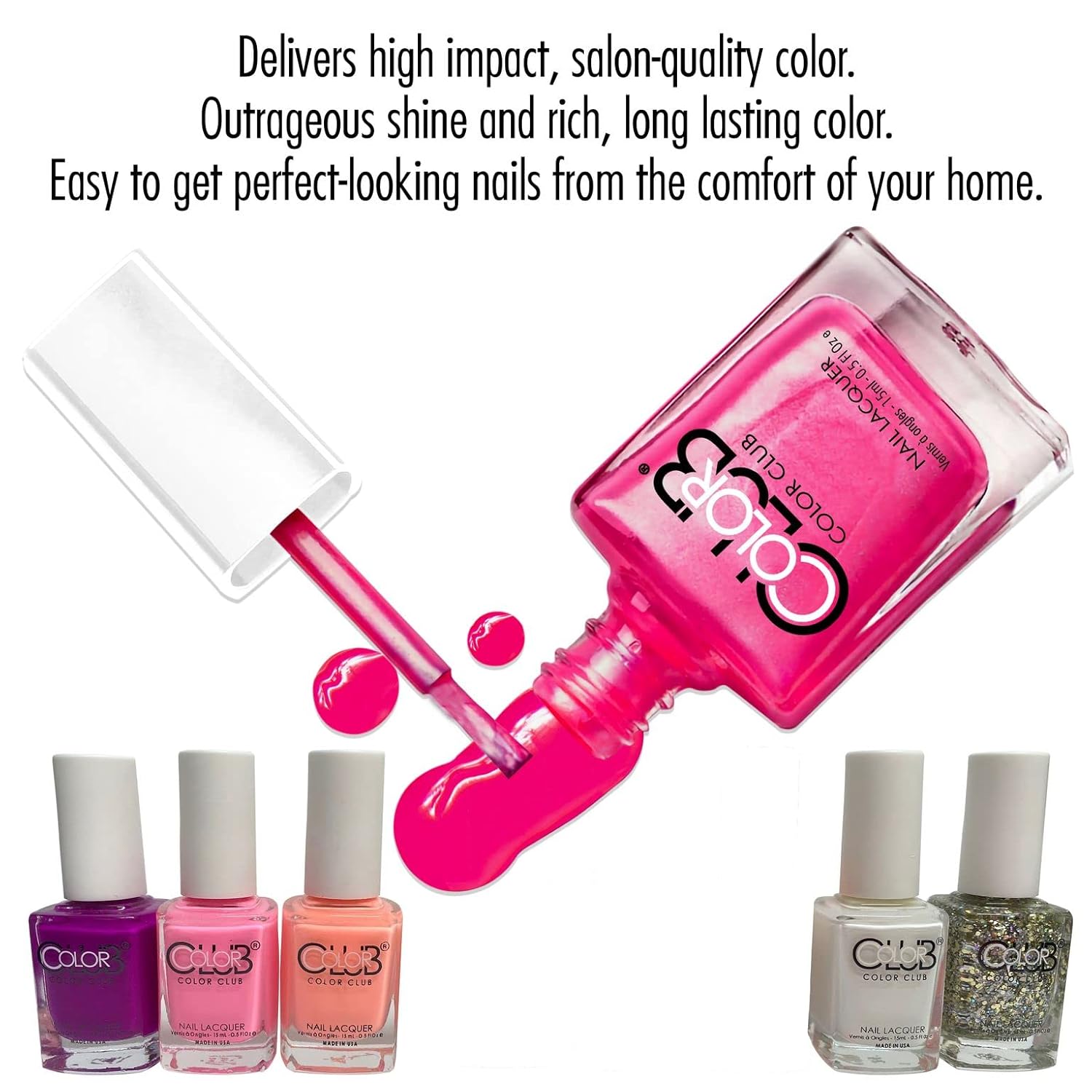 Color Club Girls Night Nail Lacquer Set of 6 - Women and Girls Light Nail Lacquer Set - Quick Dry Nail Art Manicure Set - Image 4
