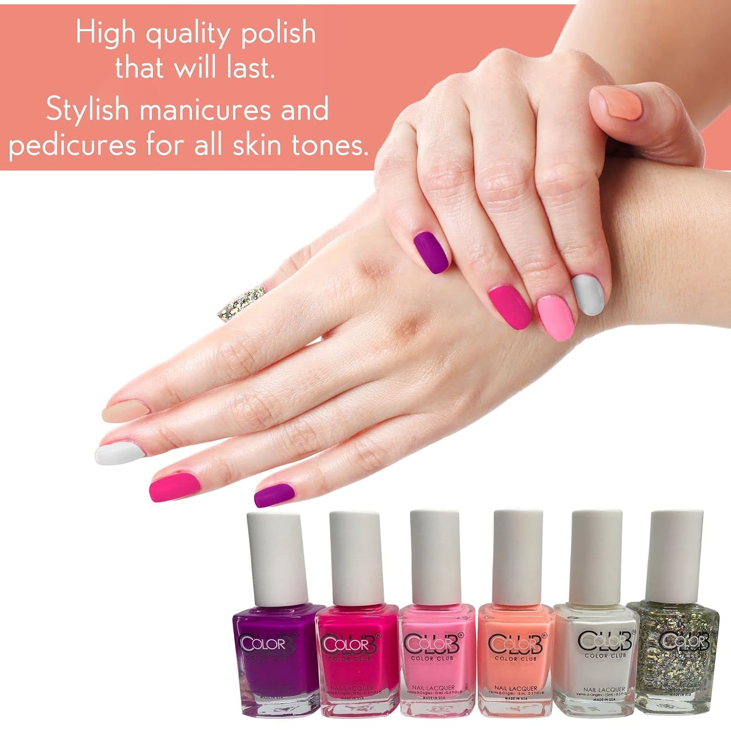 Color Club Girls Night Nail Lacquer Set of 6 - Women and Girls Light Nail Lacquer Set - Quick Dry Nail Art Manicure Set - Image 2