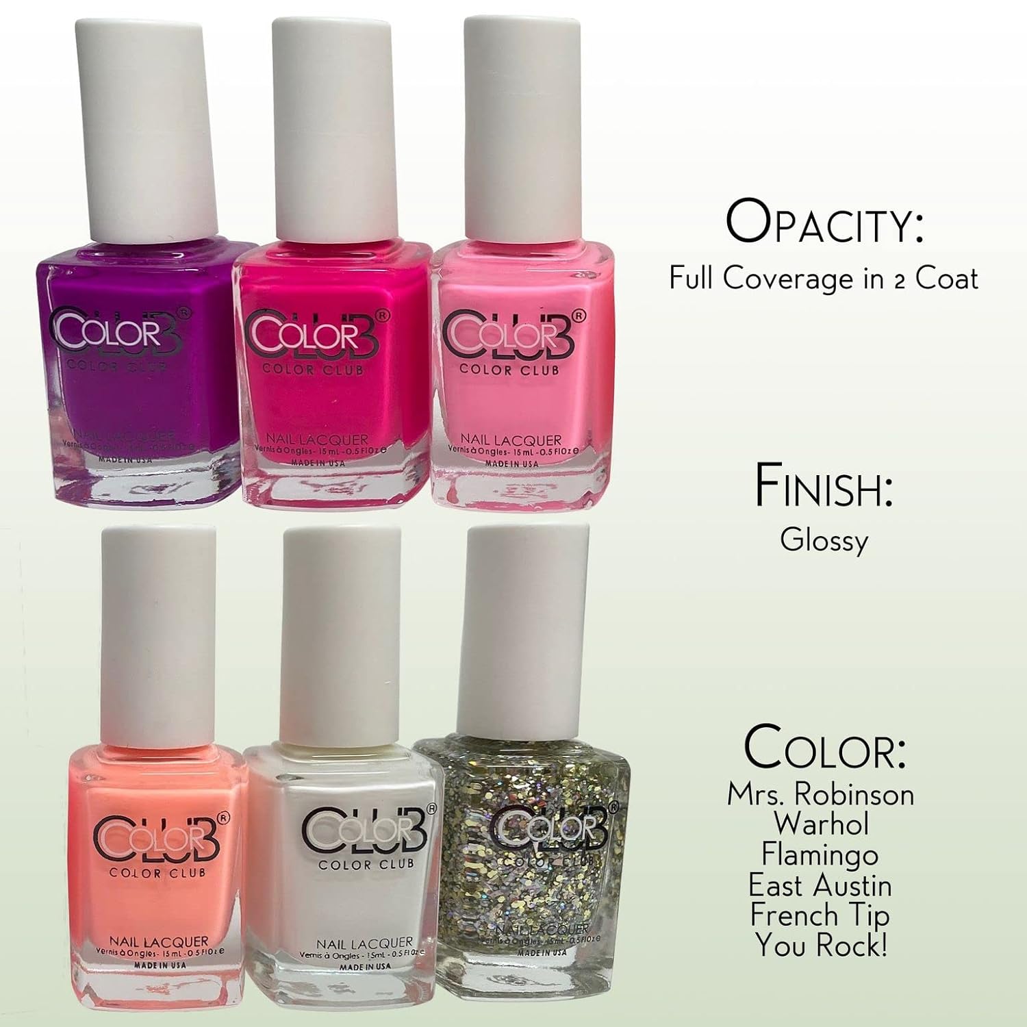 Color Club Girls Night Nail Lacquer Set of 6 - Women and Girls Light Nail Lacquer Set - Quick Dry Nail Art Manicure Set - Image 6
