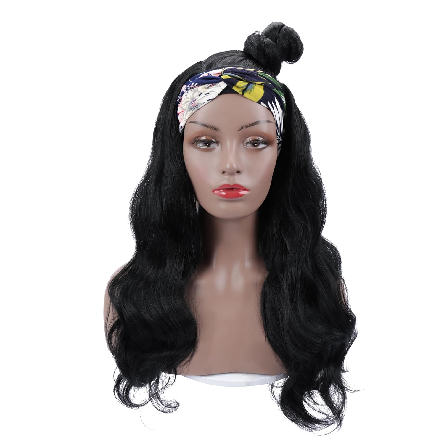 Colorful Queen Glueless Headband Wig Long Black Body Wave Headband Wigs for Black Women Synthetic Natural Looking Wavy Wig Heat Resistant 180% Density (26inch, 1B#) - Image 8