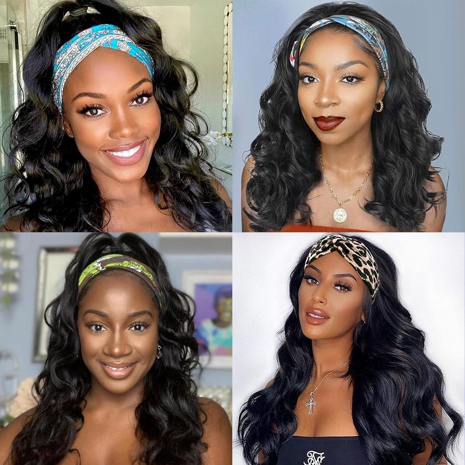 Colorful Queen Glueless Headband Wig Long Black Body Wave Headband Wigs for Black Women Synthetic Natural Looking Wavy Wig Heat Resistant 180% Density (26inch, 1B#) - Image 6