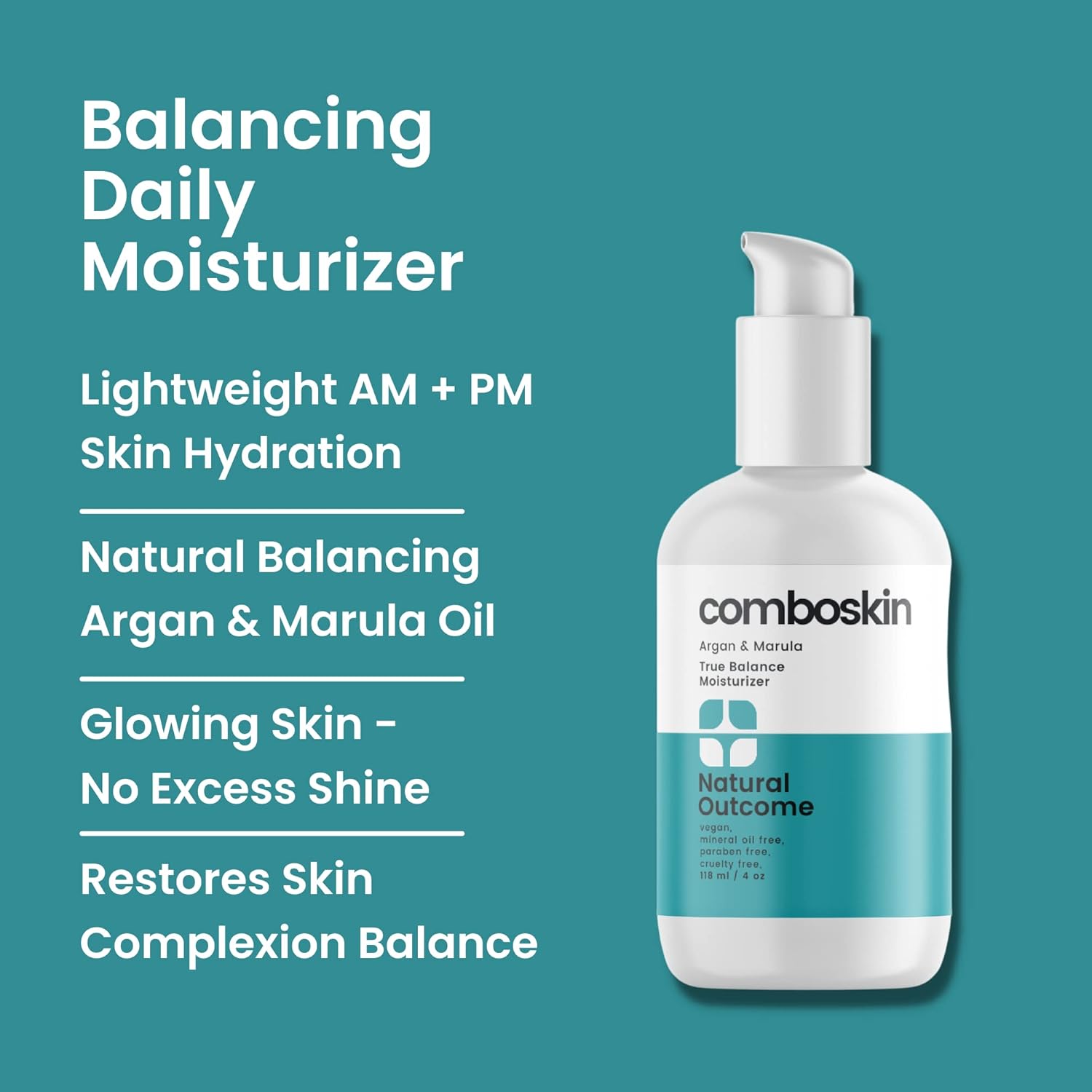 Combination Skin Facial Moisturizer Cream | True Balance Daily Facial Moisturizing Lotion with Argan & Marula Oil | 4 oz - Image 2