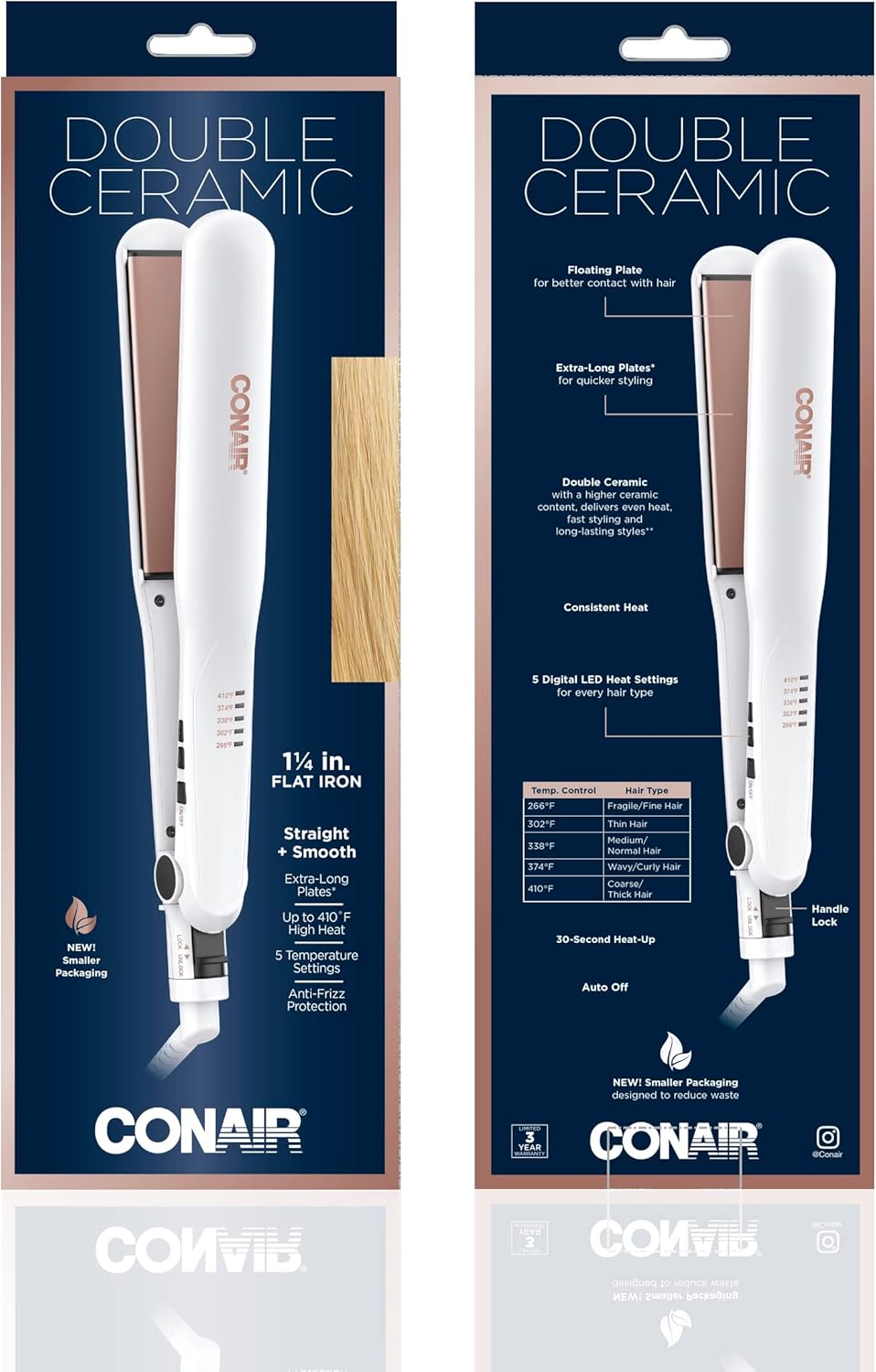 Conair Double Ceramic Flat Iron Hair Straightener 1 1/4-inch Plates - Image 7