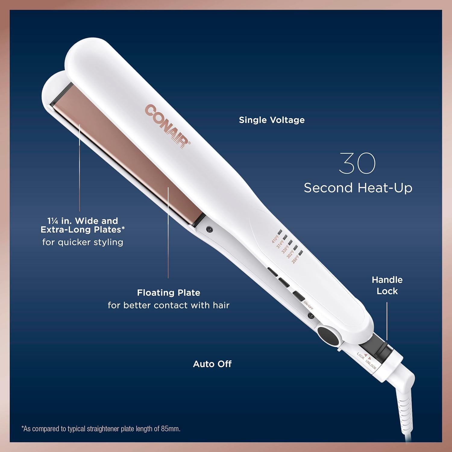 Conair Double Ceramic Flat Iron Hair Straightener 1 1/4-inch Plates - Image 4
