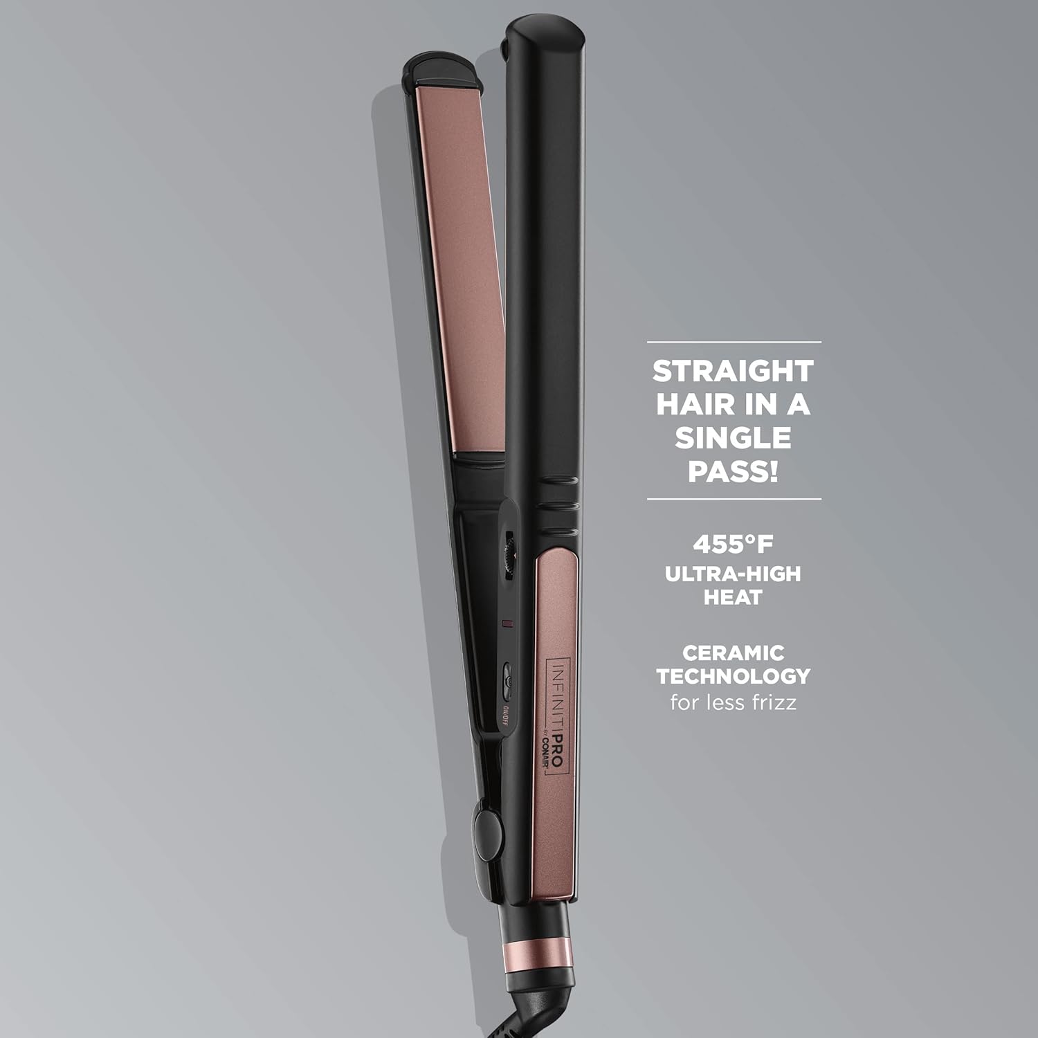 CONAIR INFINITIPRO Rose Gold Ceramic Flat Iron, 1-inch - Image 4