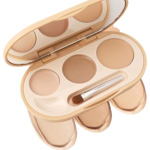 Concealer Full Coverage Set,3 In 1 Correcting Concealer Palette,Waterproof Longlasting Blendable Contour Cream Kit for Dark Circle,under Eye Brightene Foundation Makeup Palette,corrector de ojeras-02