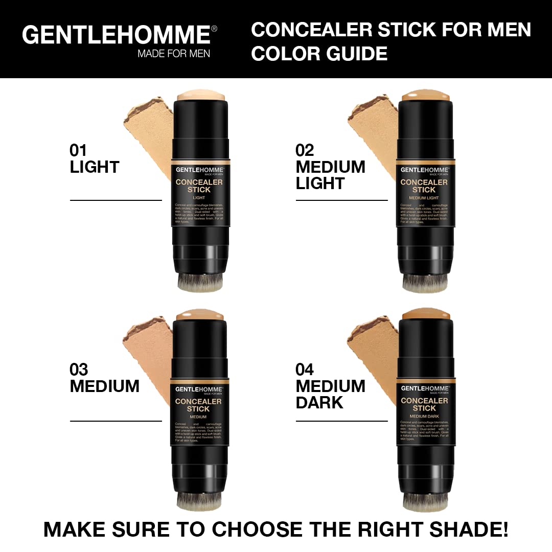 Concealer Stick with Brush for Men - Eraser Dark Circles - Menβs Multi-Use Concealer - Dual Sided Full Coverage with Soft Brush - Buildable Coverage Makeup - All Skin Types - (Medium) - Image 7