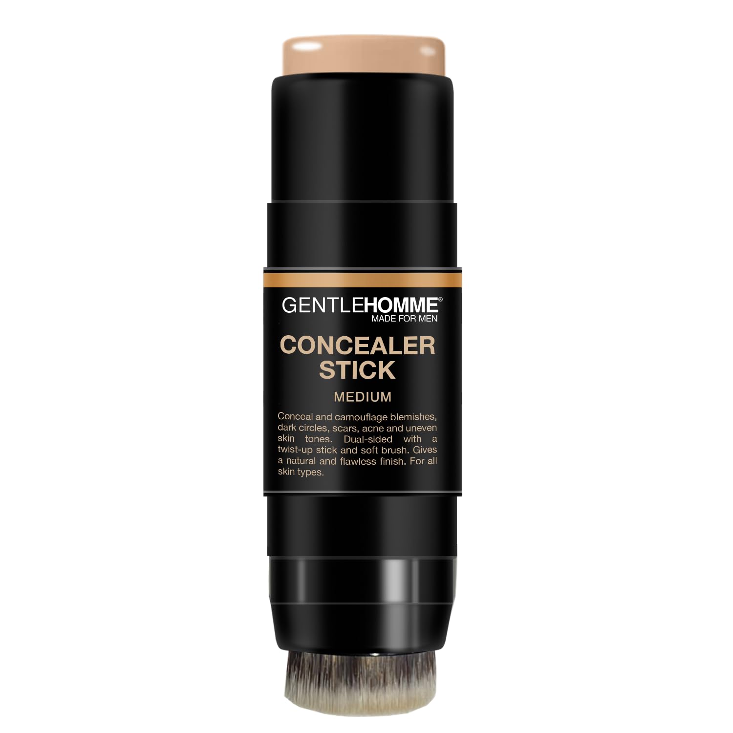 Concealer Stick with Brush for Men - Eraser Dark Circles - Menβs Multi-Use Concealer - Dual Sided Full Coverage with Soft Brush - Buildable Coverage Makeup - All Skin Types - (Medium) - Image 2