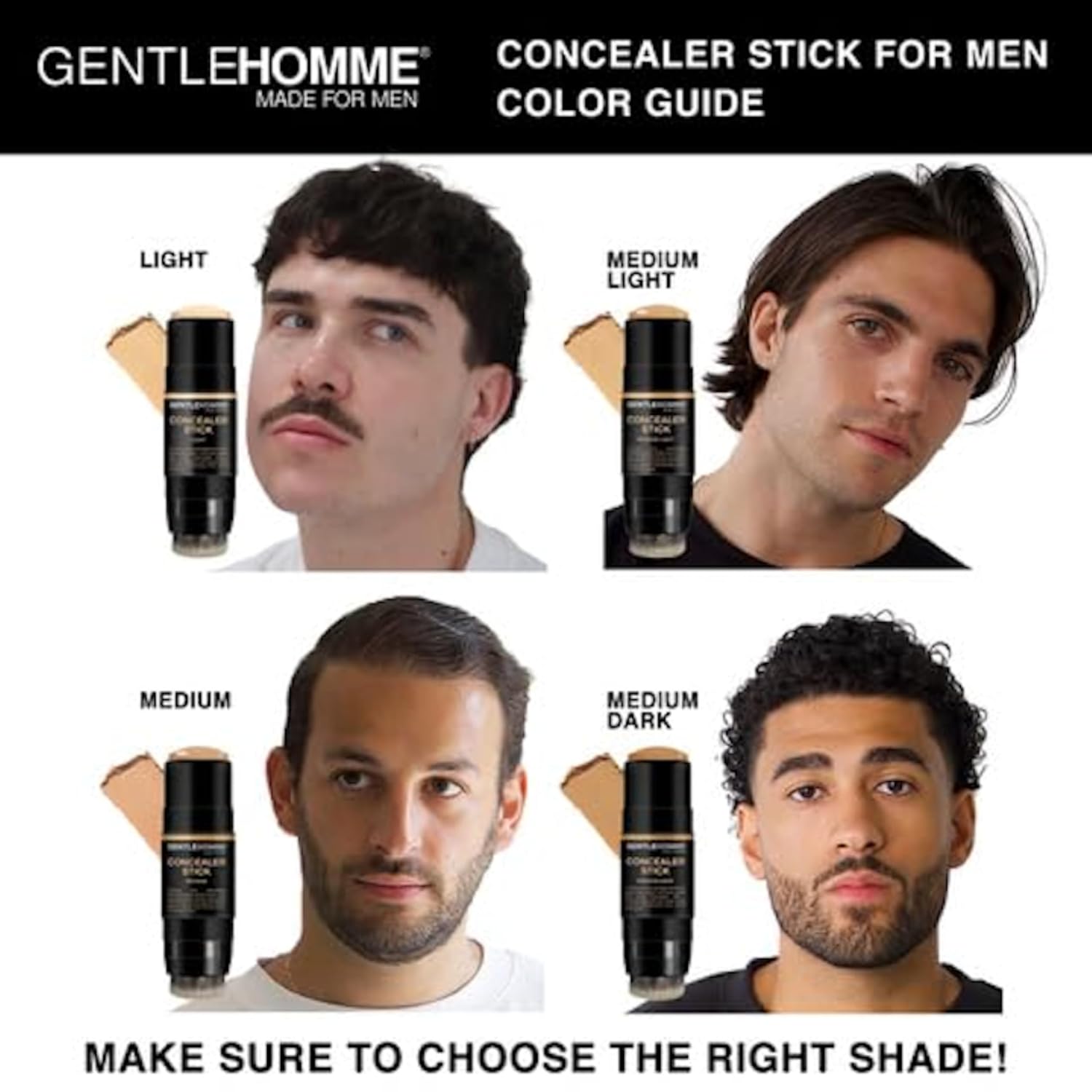 Concealer Stick with Brush for Men - Eraser Dark Circles - Menβs Multi-Use Concealer - Dual Sided Full Coverage with Soft Brush - Buildable Coverage Makeup - All Skin Types - (Medium) - Image 4