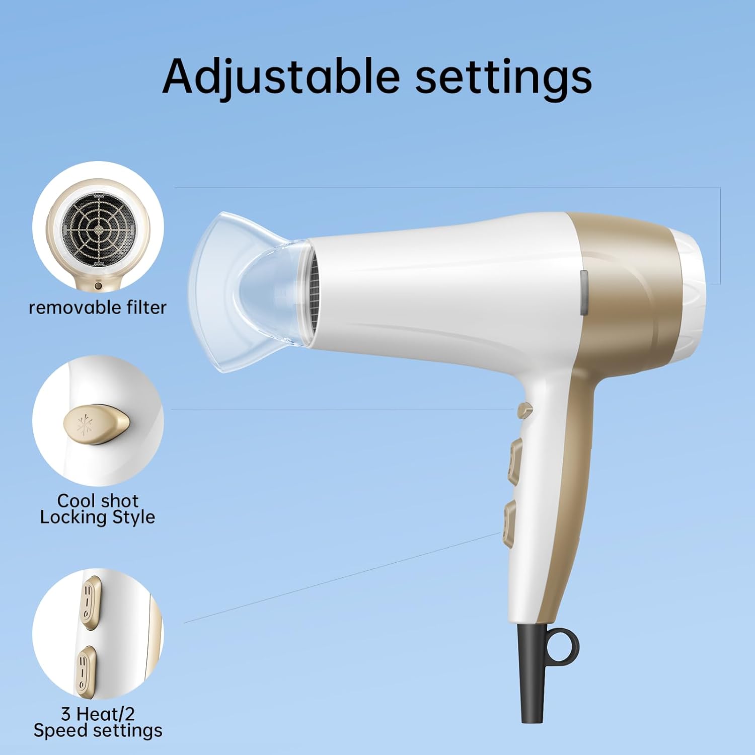 CONFU Hair Dryer,1875W Fast Drying Blow Dryer with Advanced Ionic Technology, More Shine and Less Frizz,Hair Dryers for Women with Concentrator Nozzle for Home Salon - Image 7