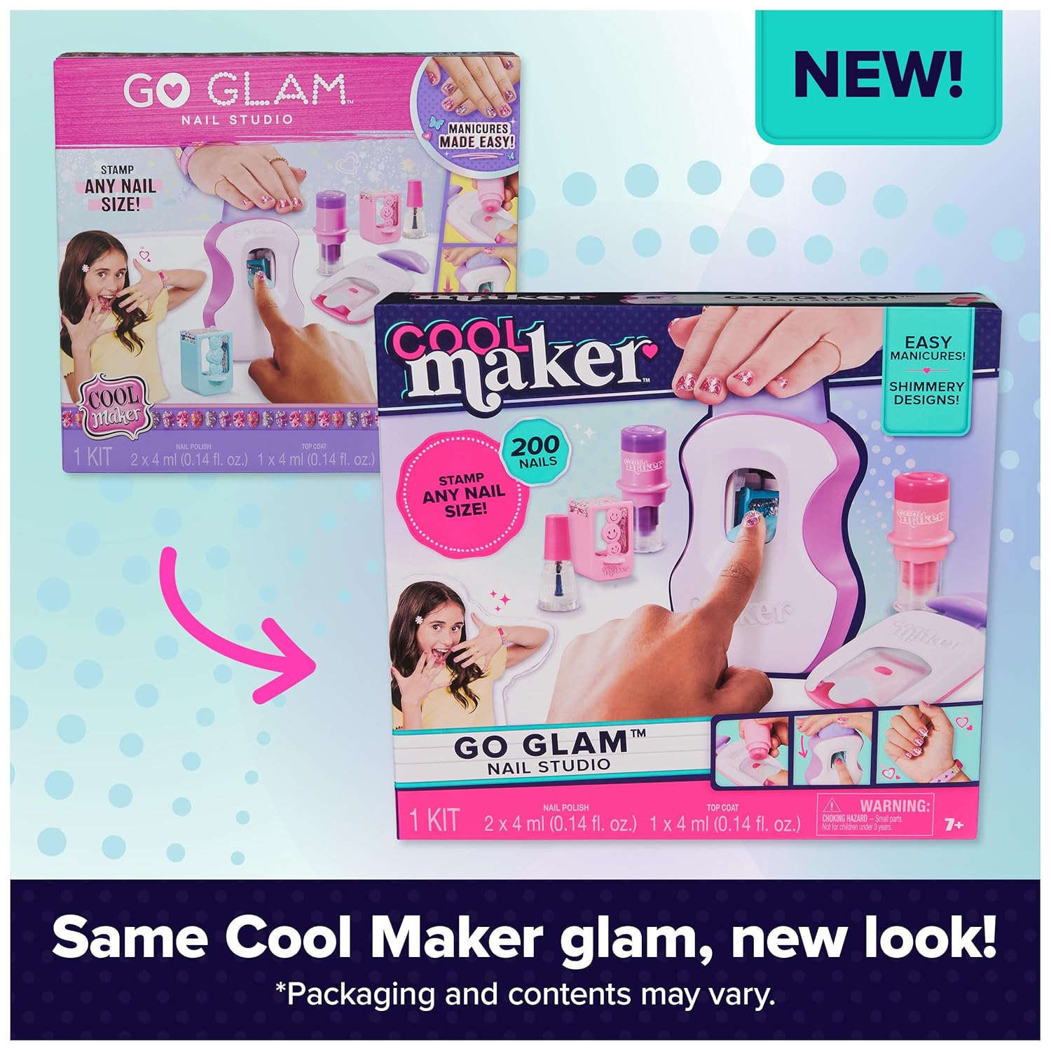 Cool Maker, GO GLAM Studio Nail Kit, Style 200 Nails, 4 Designs, 2 Polish Applicators & Mask (Packaging May Vary), Arts and Crafts for Ages 7 and up - Image 6