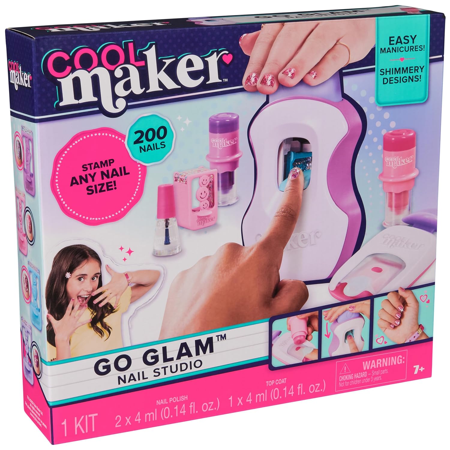 Cool Maker, GO GLAM Studio Nail Kit, Style 200 Nails, 4 Designs, 2 Polish Applicators & Mask (Packaging May Vary), Arts and Crafts for Ages 7 and up - Image 9